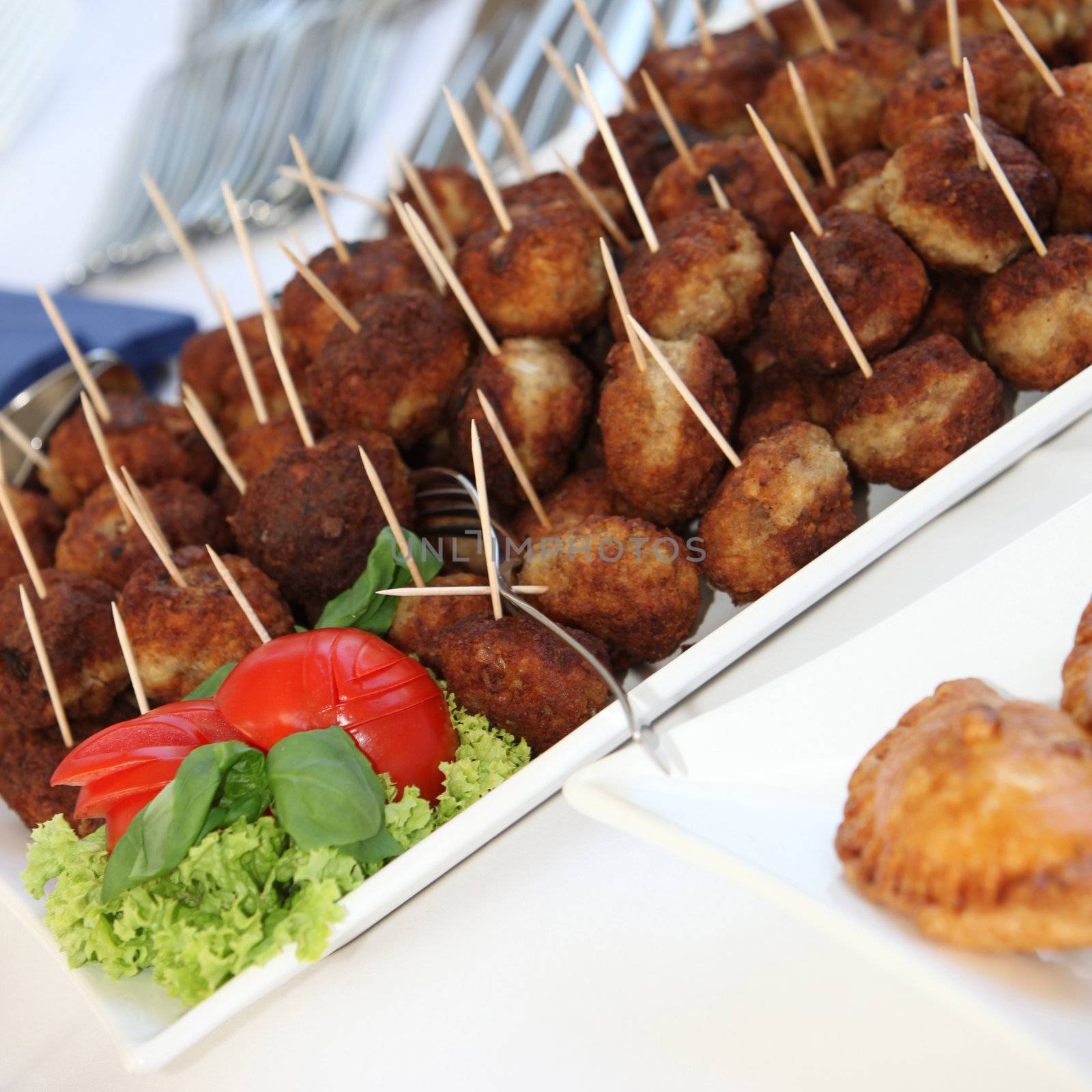 Buffet with meatballs as finger food by Farina6000