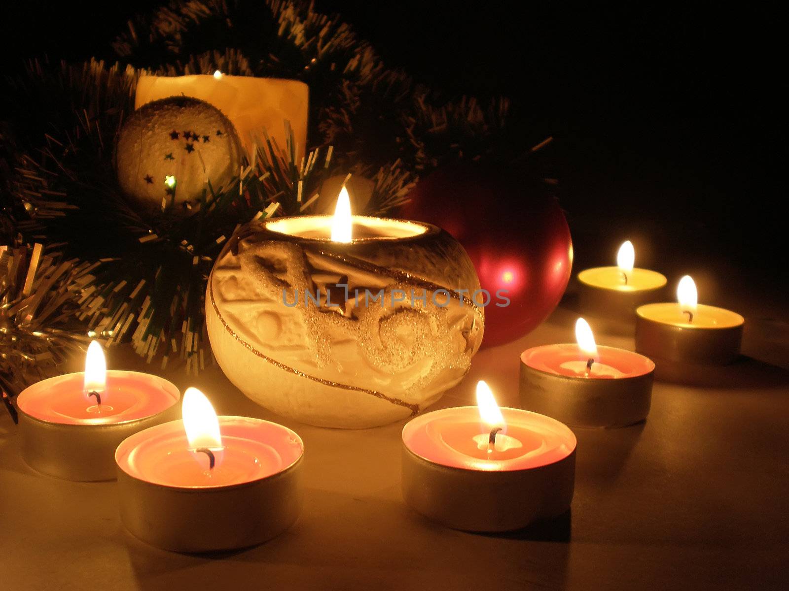 Christmas ornament with romantic candle light decoration
