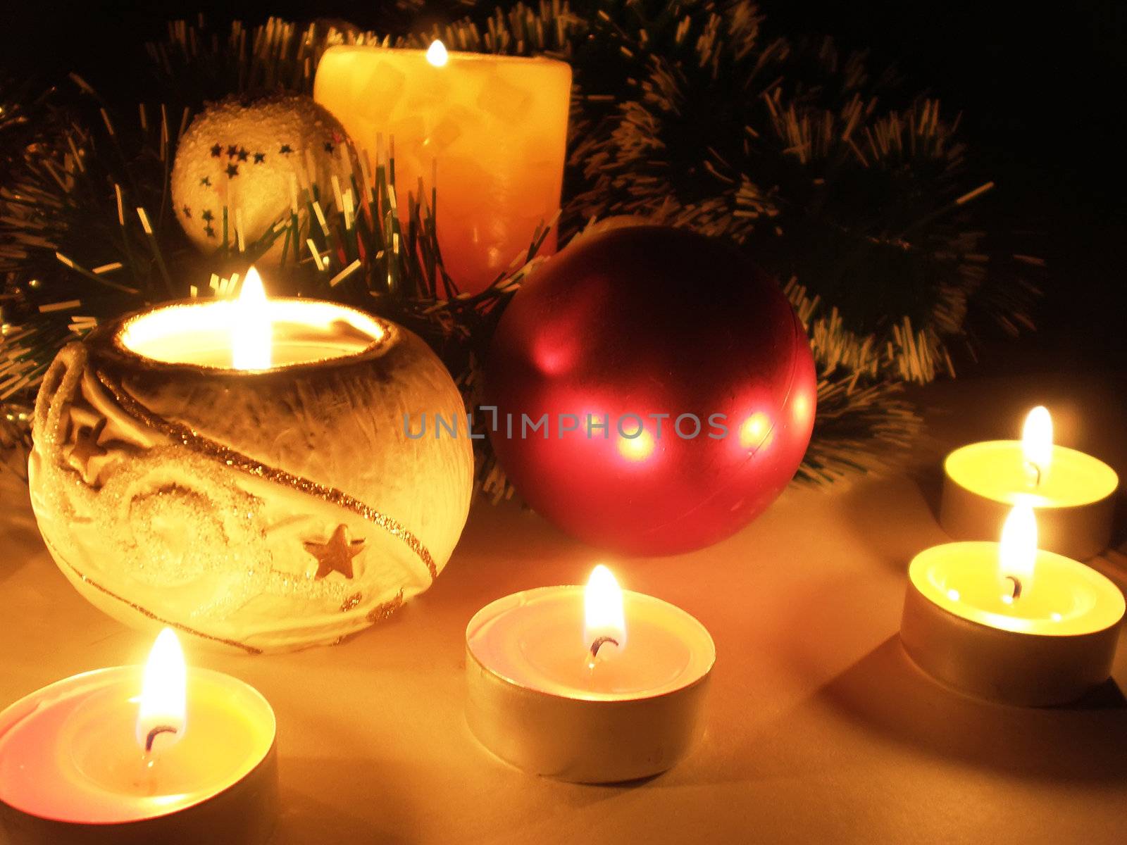 Christmas ornament with romantic candle light decoration