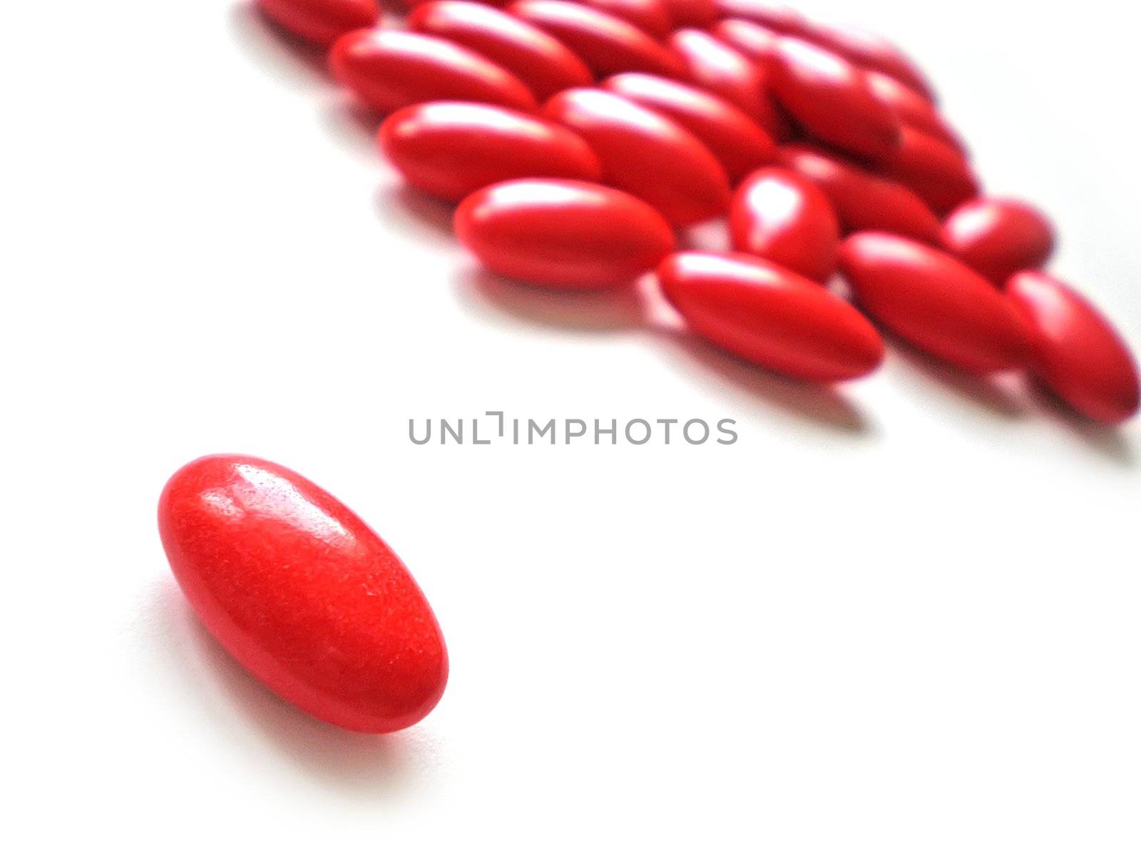 pile of pills isolated on white background   