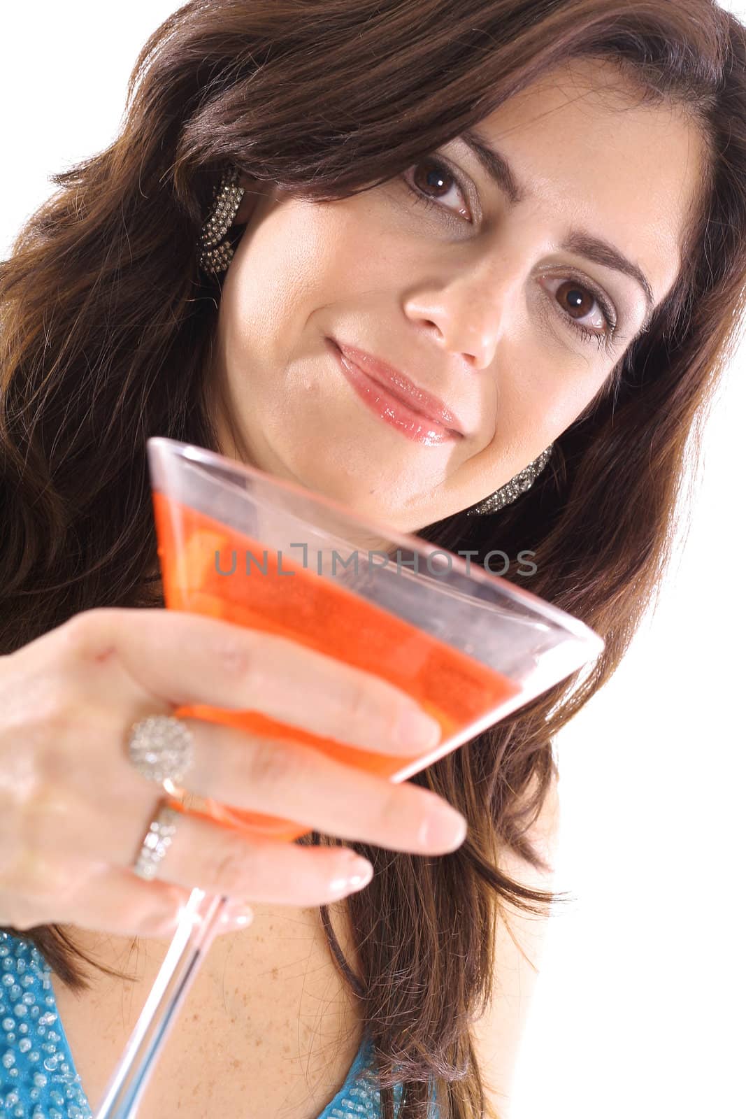 shot of a woman with cocktail angle by creativestock