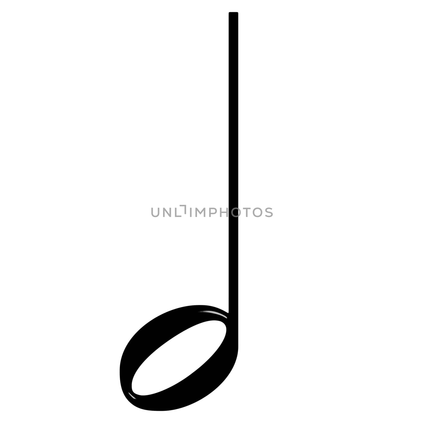 3d Half Note isolated in  white