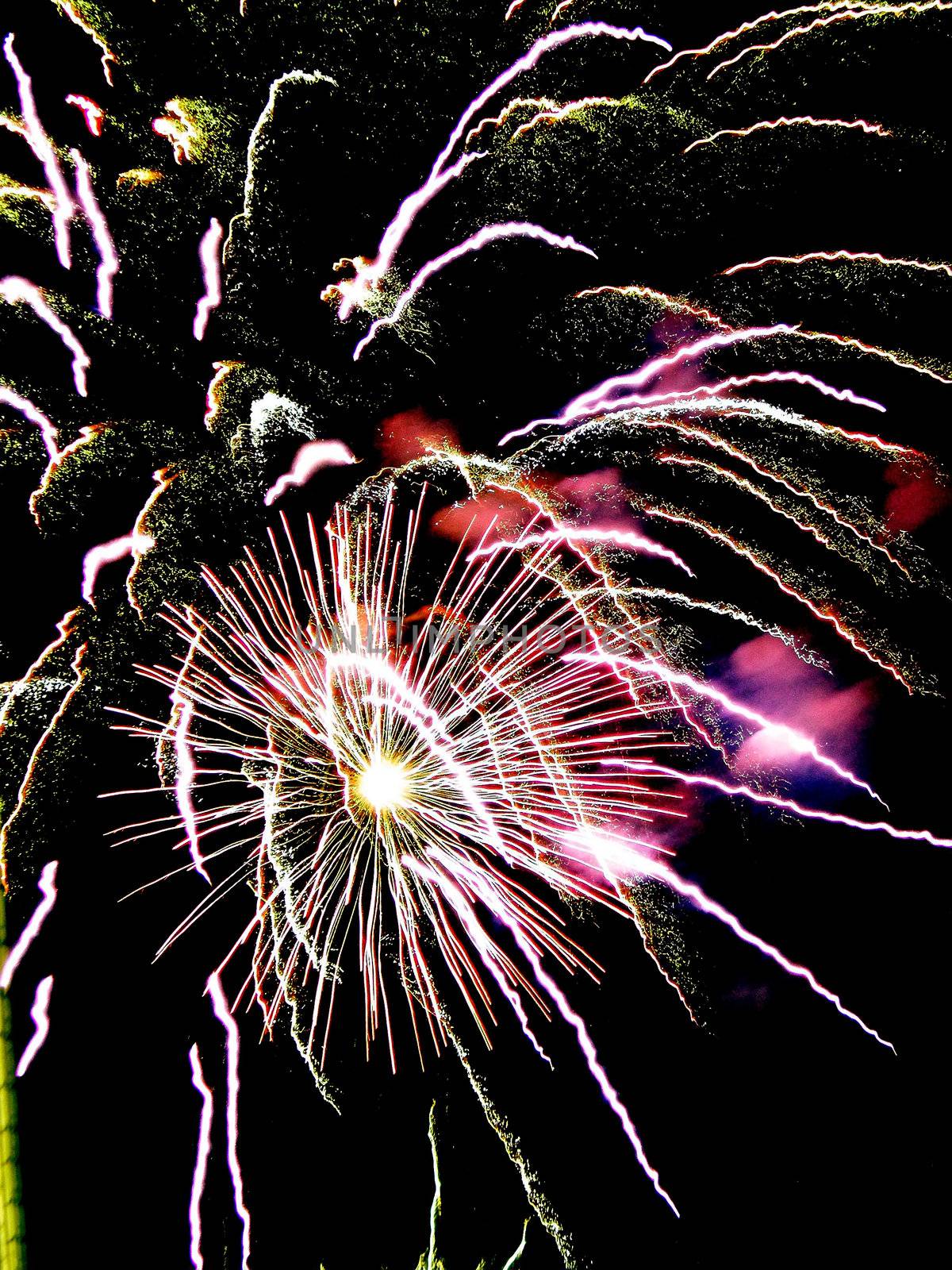fireworks celebration on dark sky background 