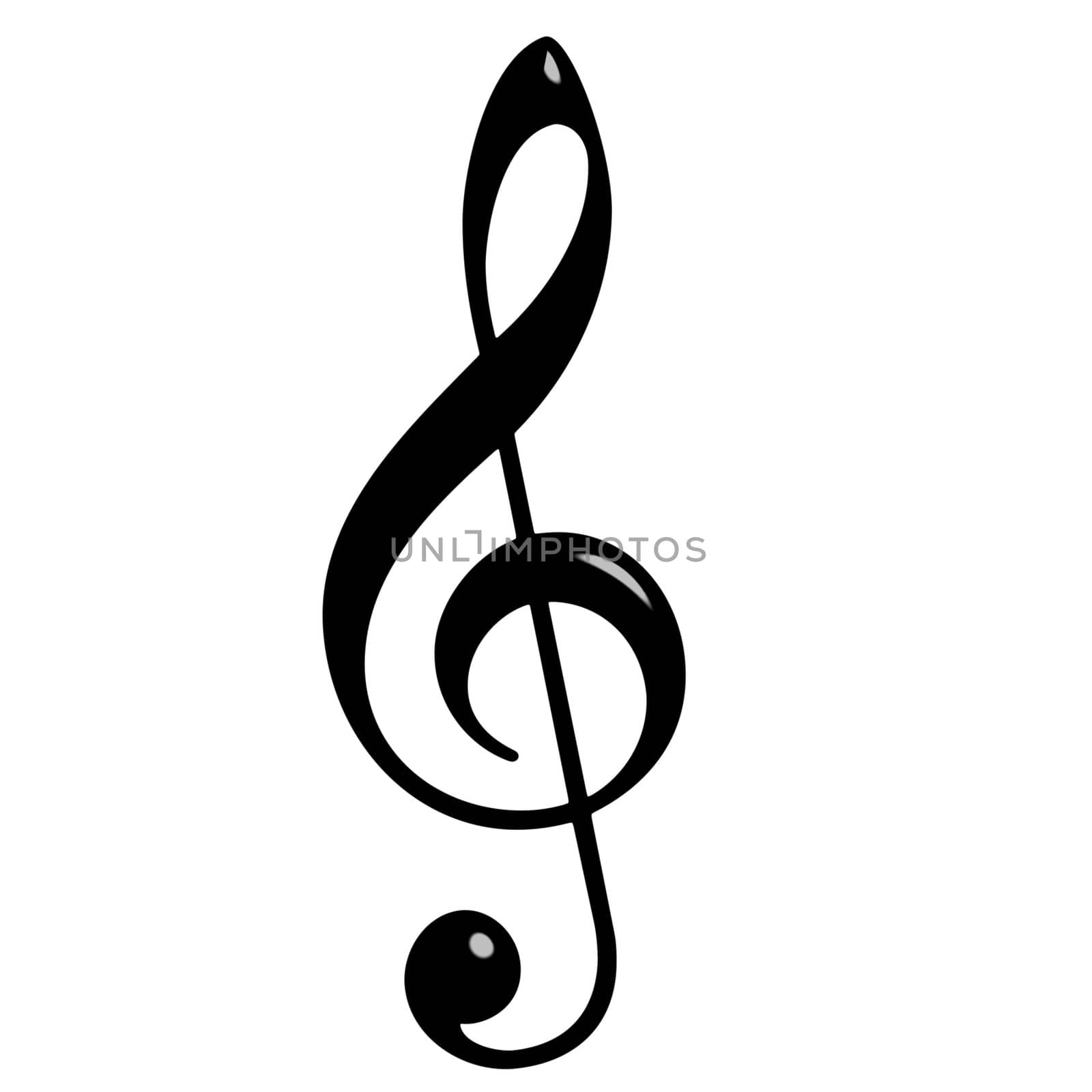 3d Treble Clef isolated in white