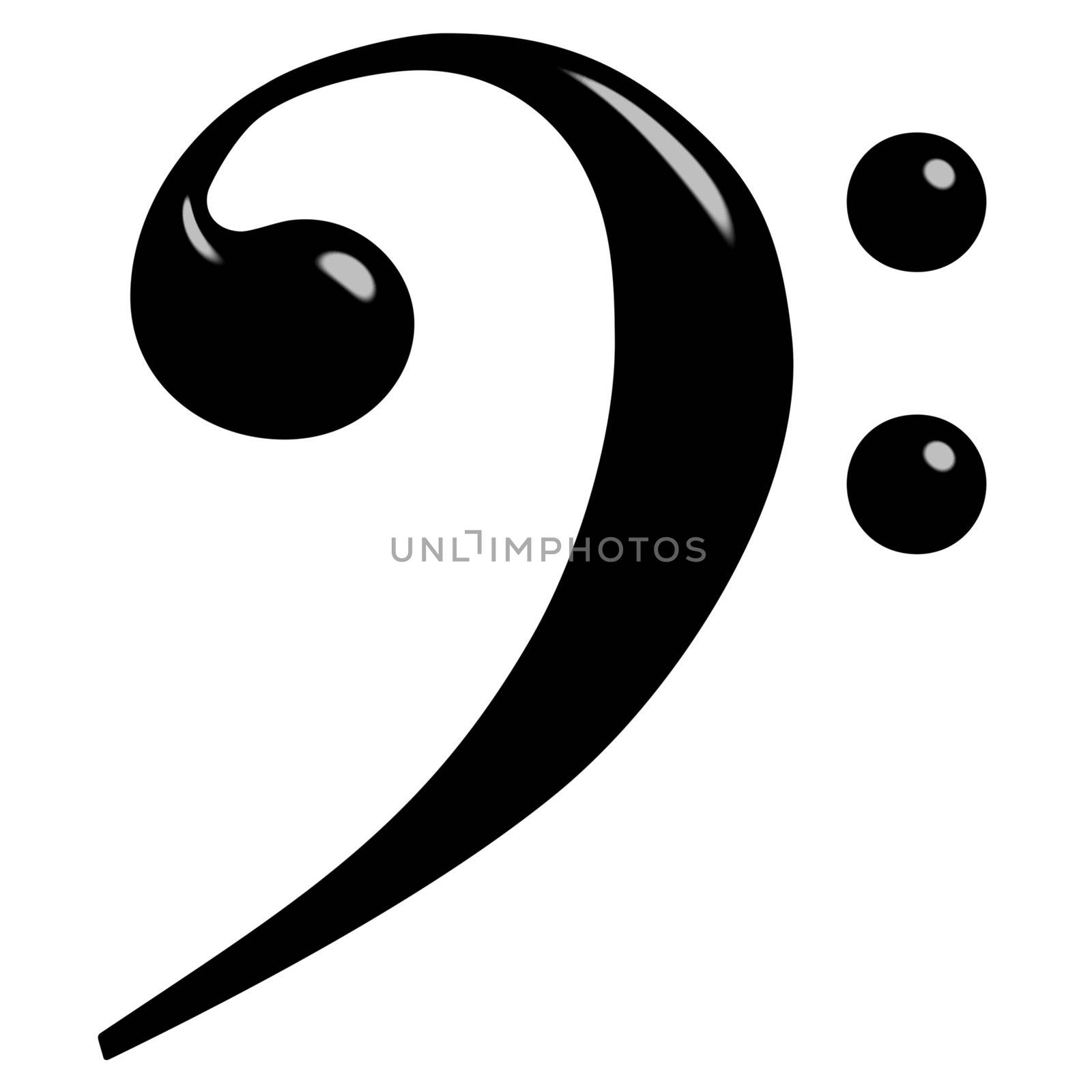 3d Bass Clef isolated in white