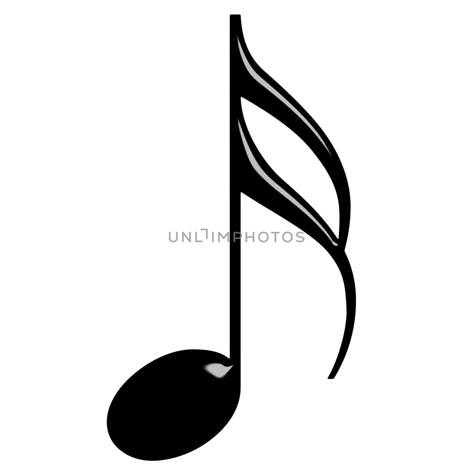 3d Sixteenth Note isolated in white
