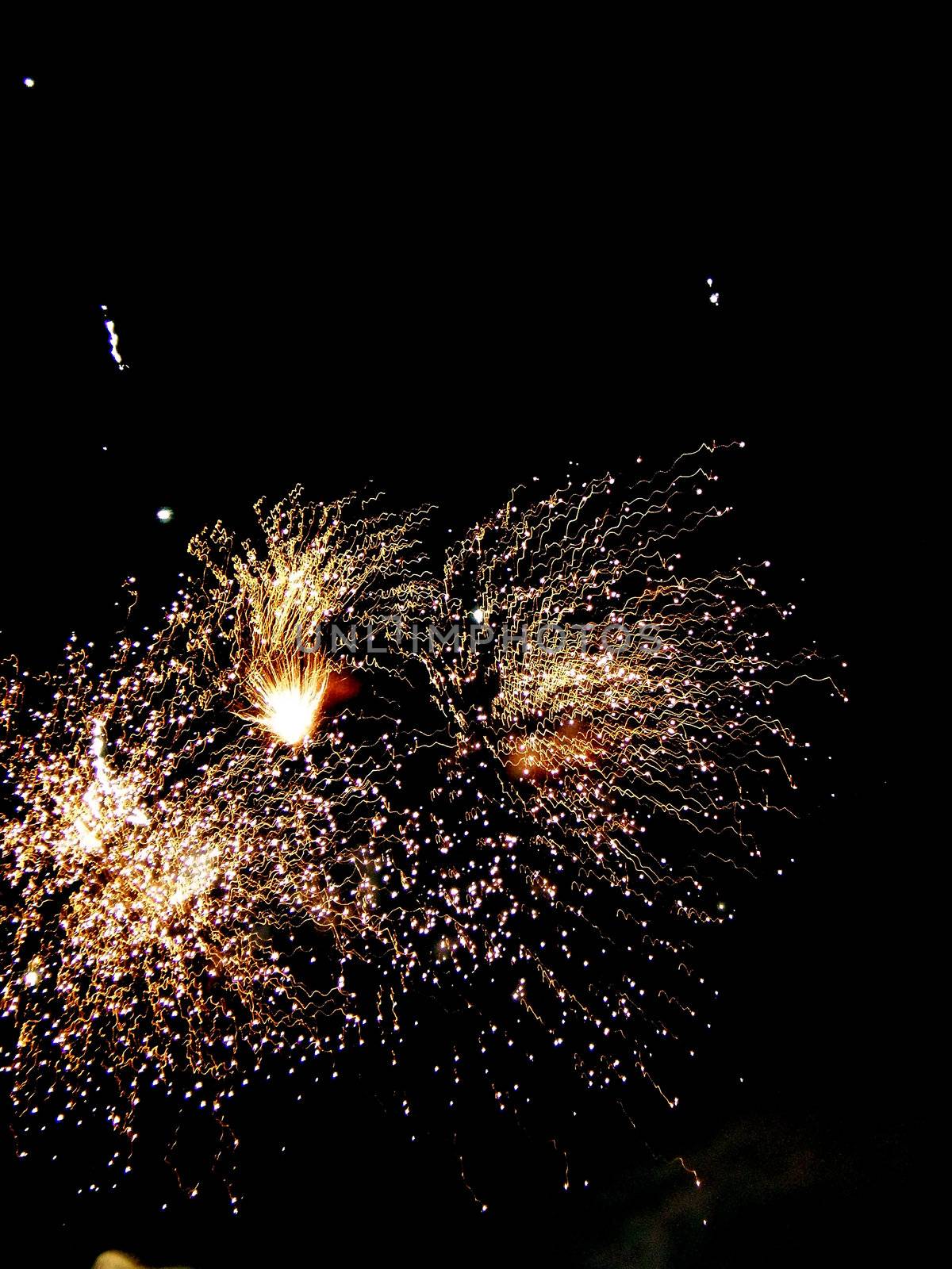 fireworks celebration on dark sky background