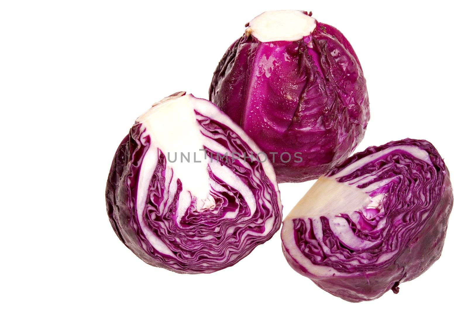Isolated image of red cabbages.