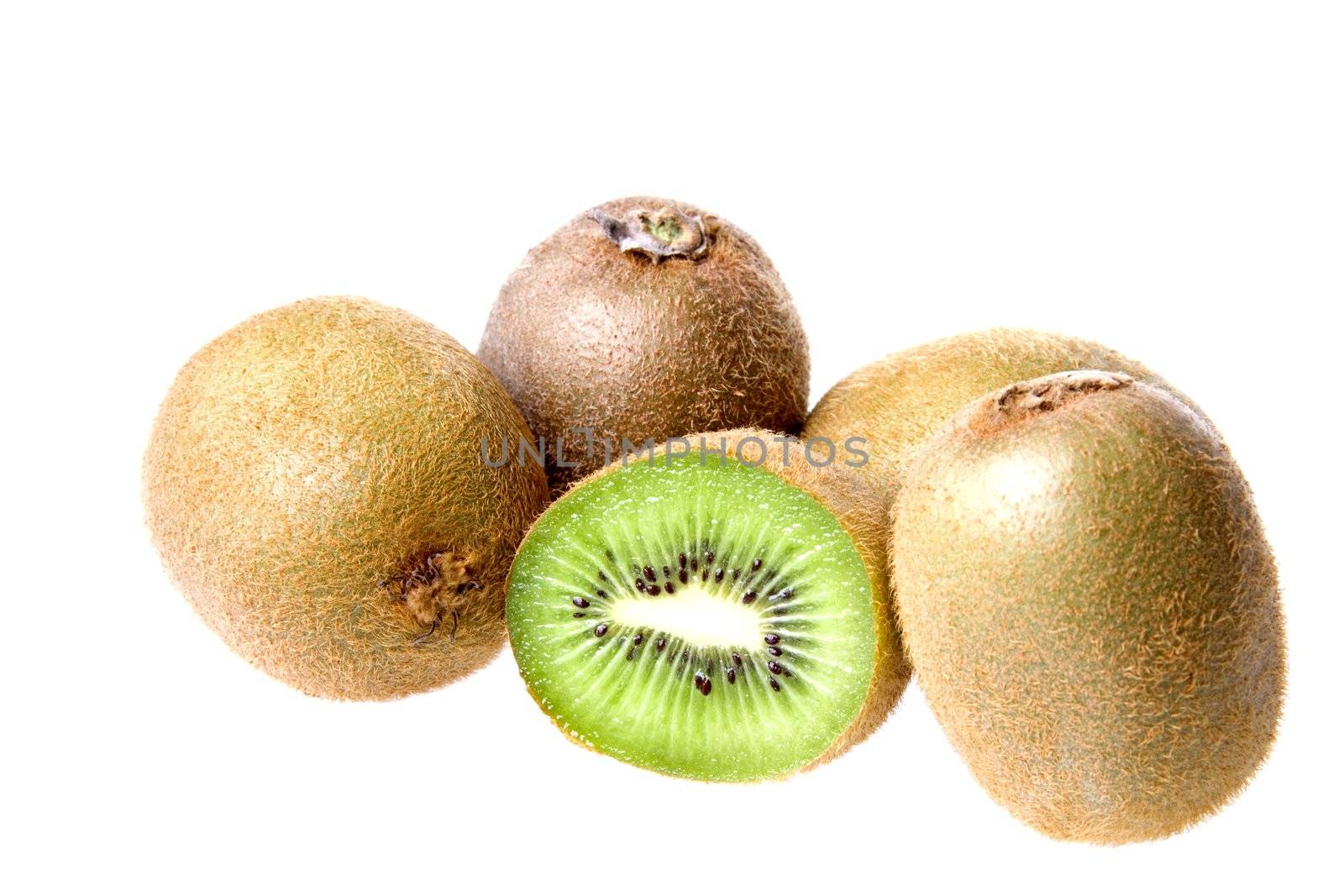 Isolated close-up image of Kiwi fruits.