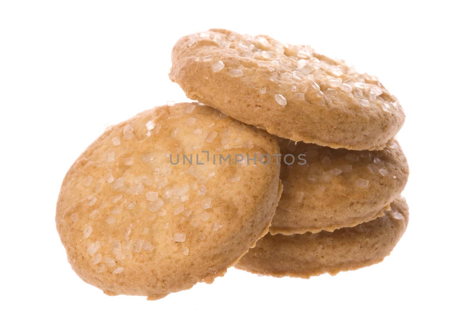 Isolated macro image of butter cookies.