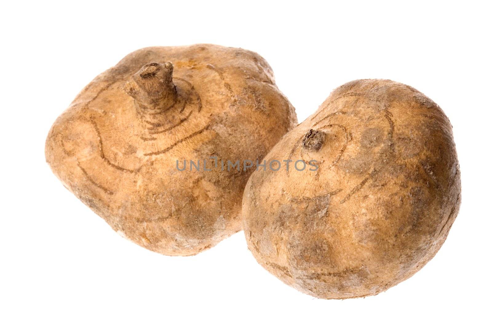 Isolated close-up image of turnips.