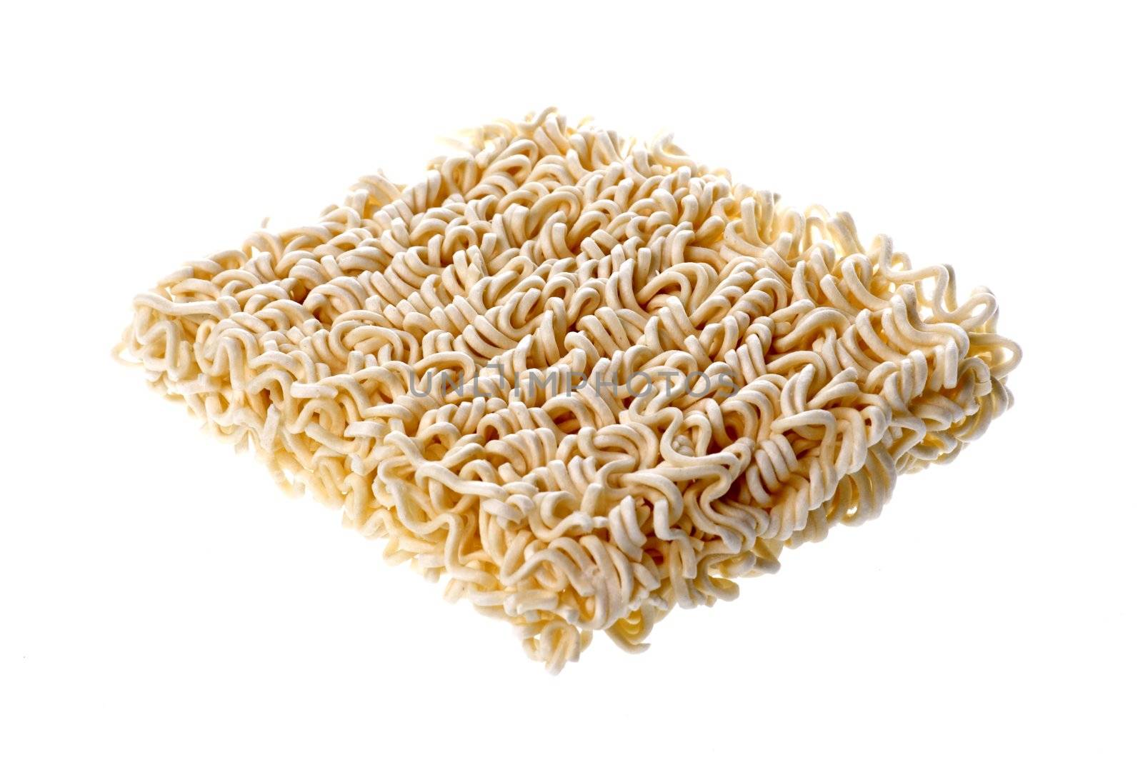 Isolated image of instant noodles ready for cooking.