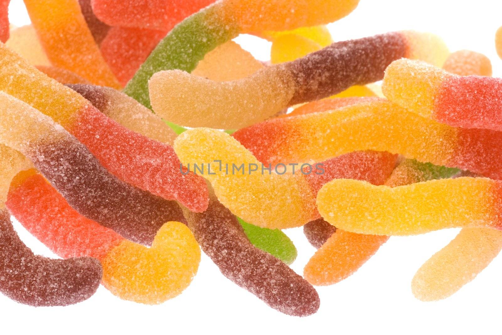 Isolated macro image of sugar jelly.