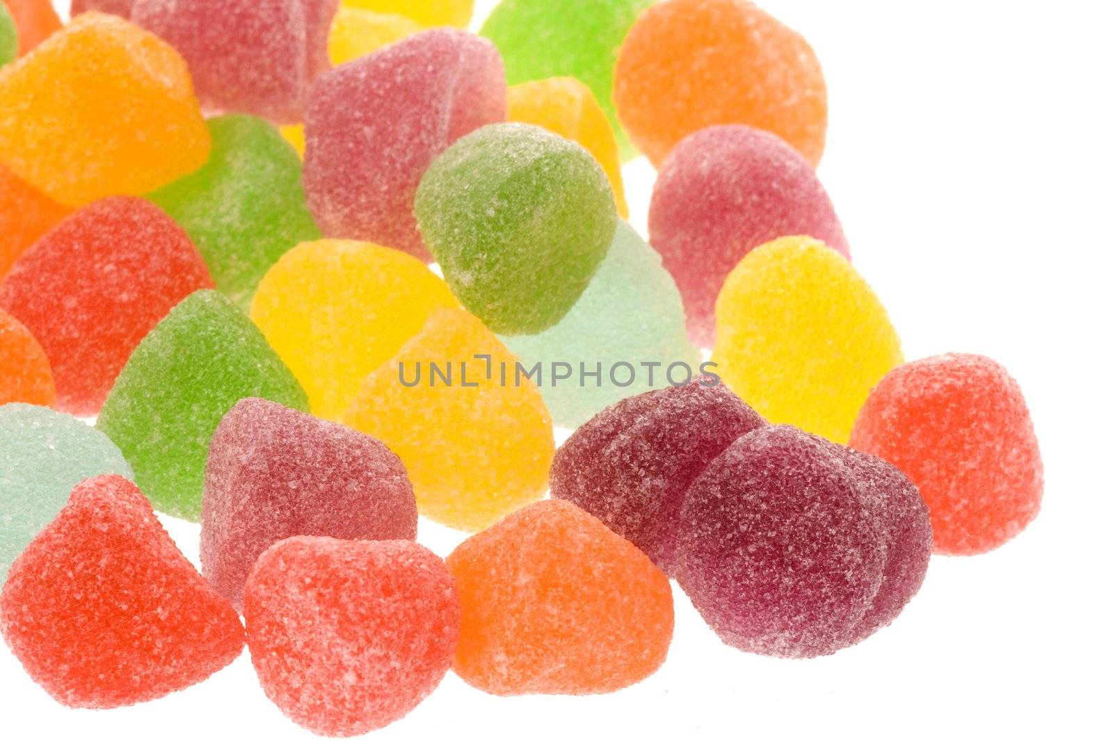 Isolated macro image of sugar jelly.