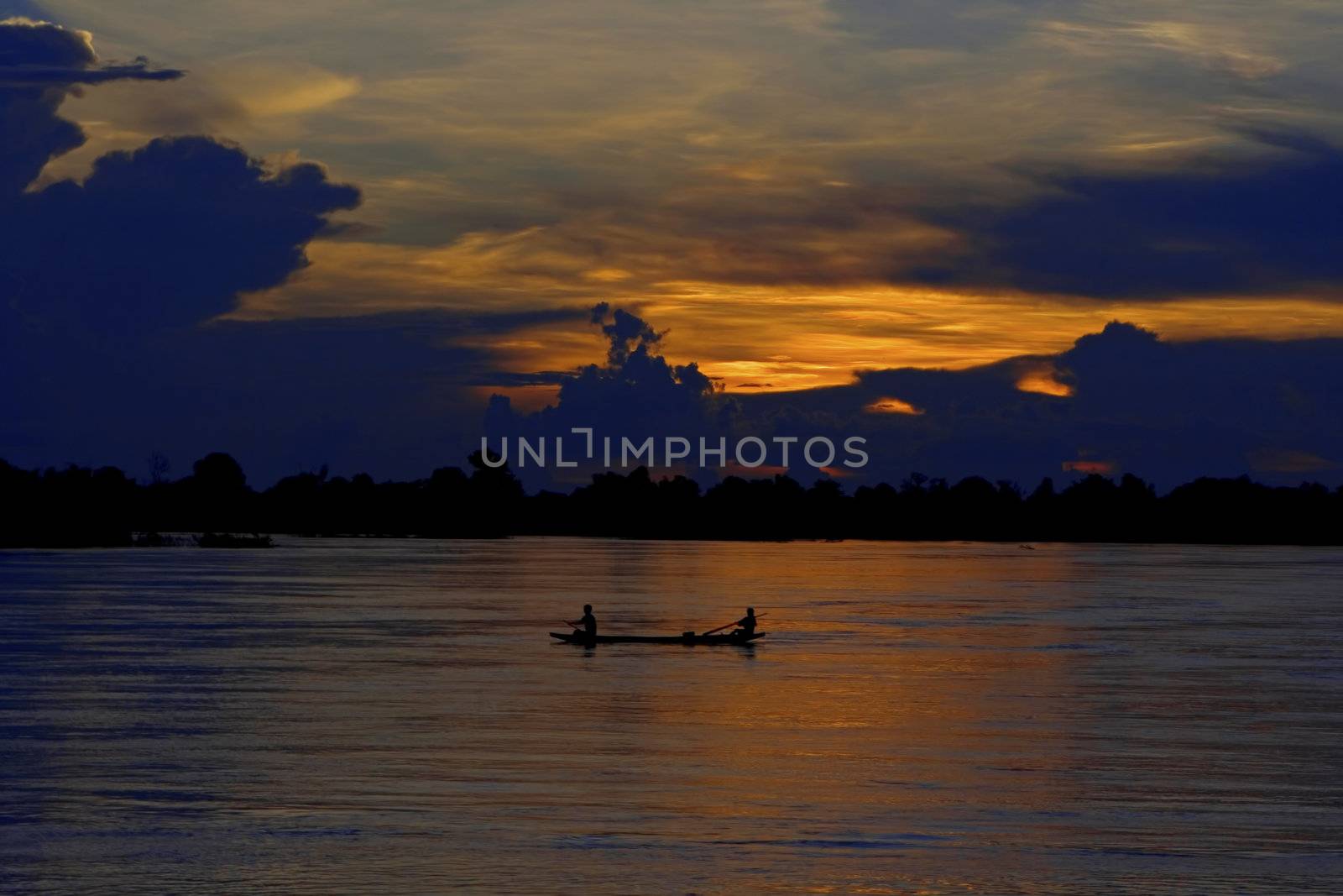 View over the Mekong river in Don Dhet - an area in Si Phan Don (also called four thousand islands)