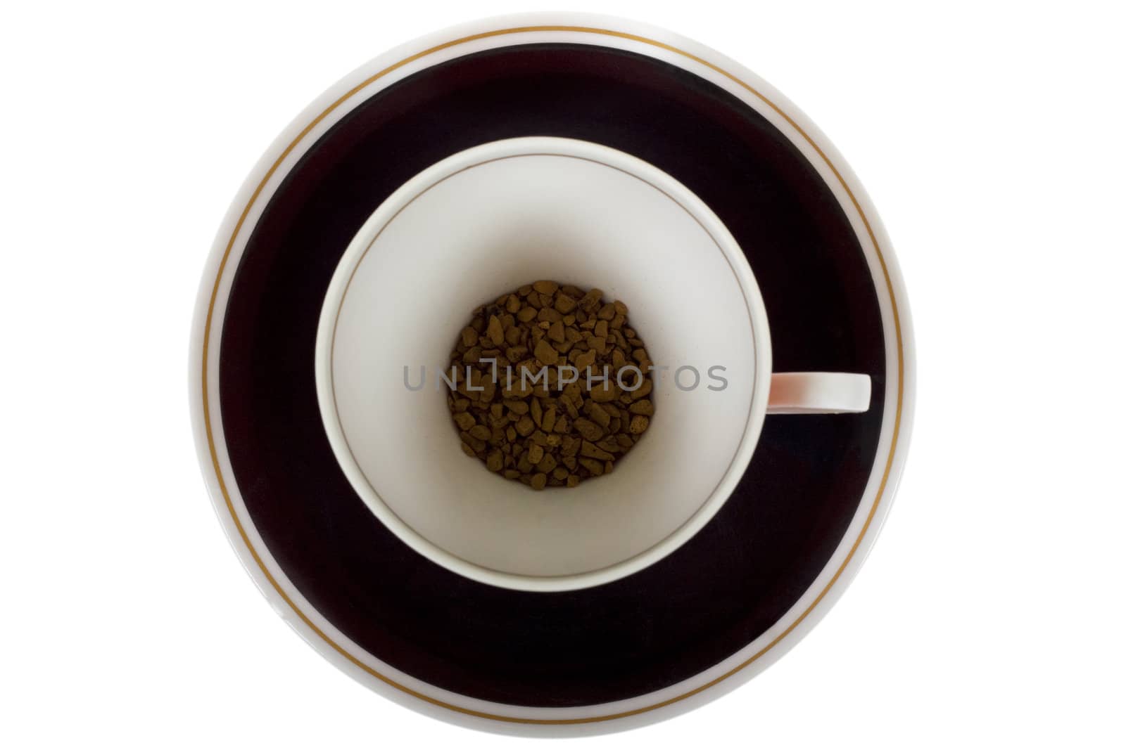 a cup of instant coffee isolated on white background