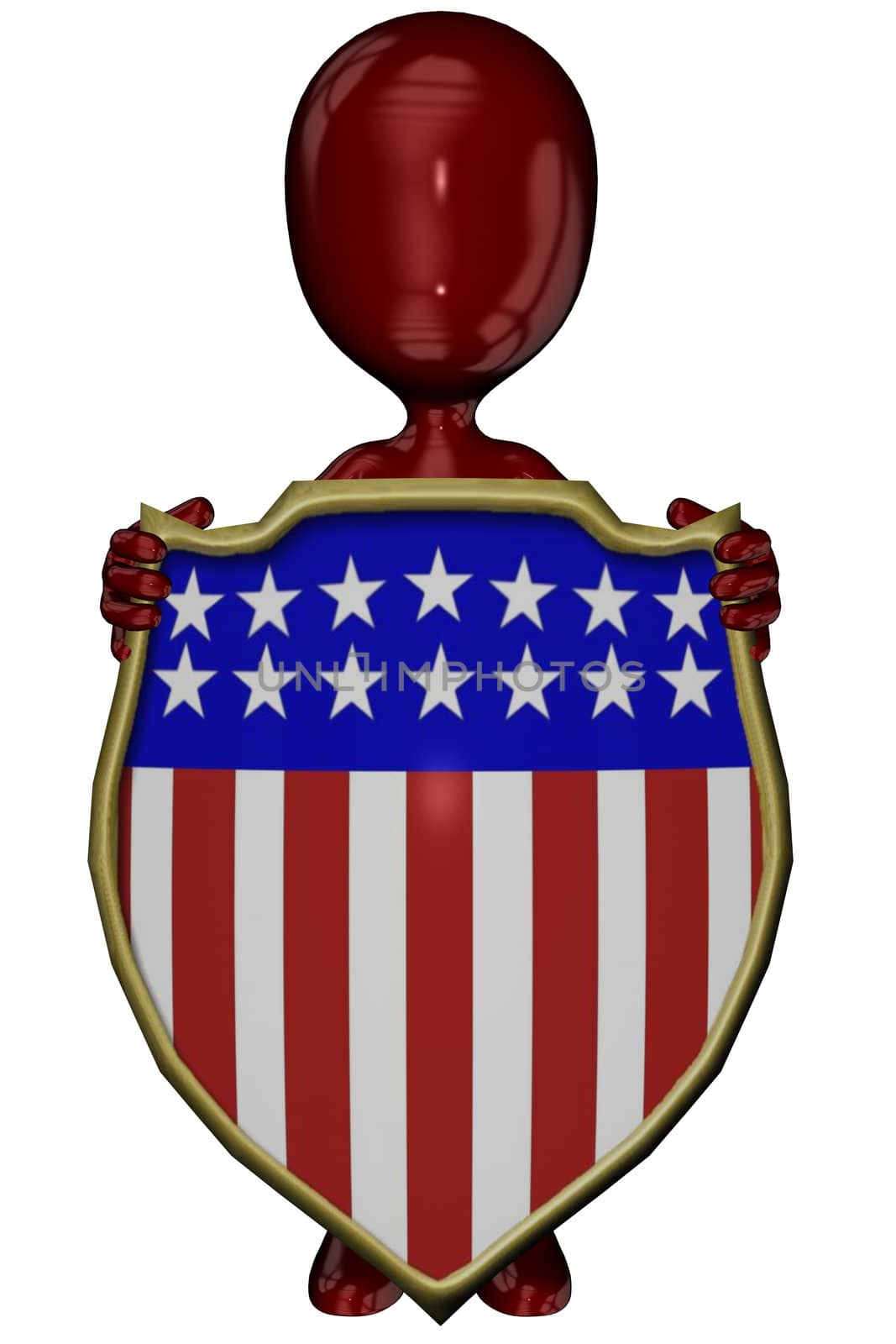 3D rendered cartoon Michael figure with USA sign