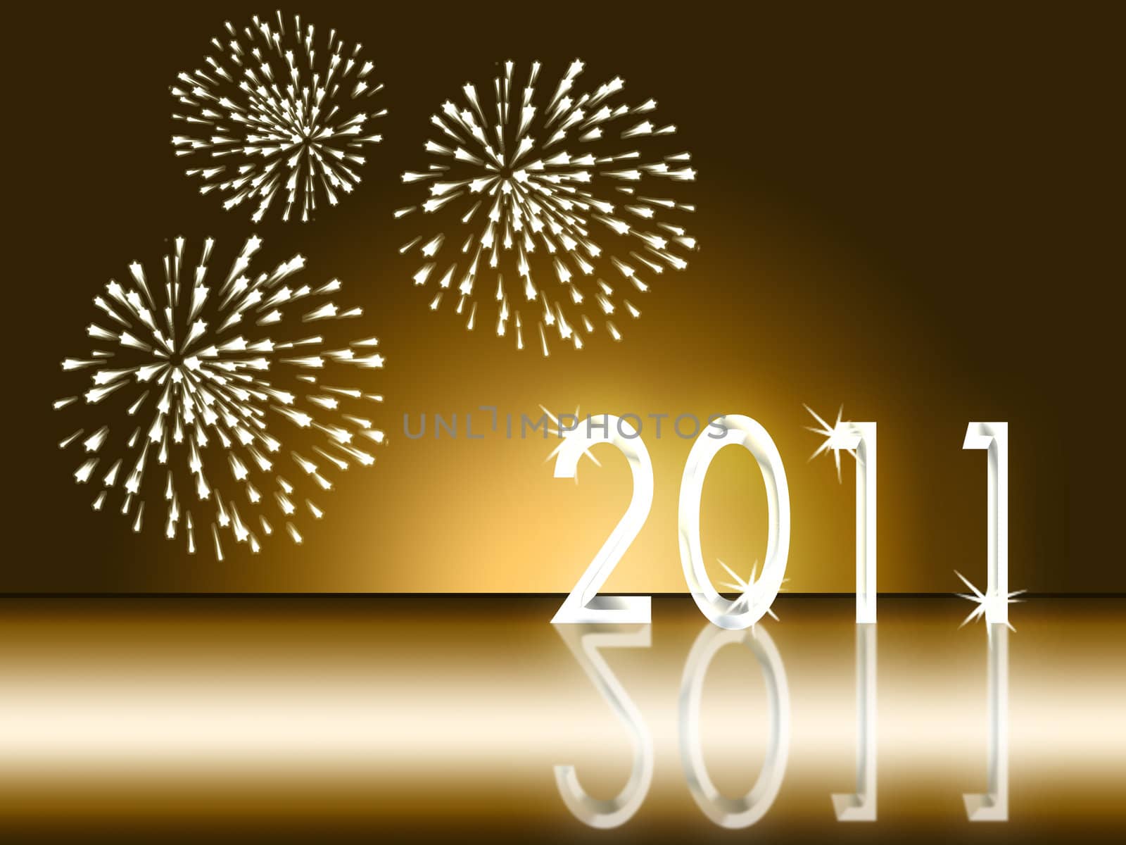 Fireworks and written on a dark background gradient
