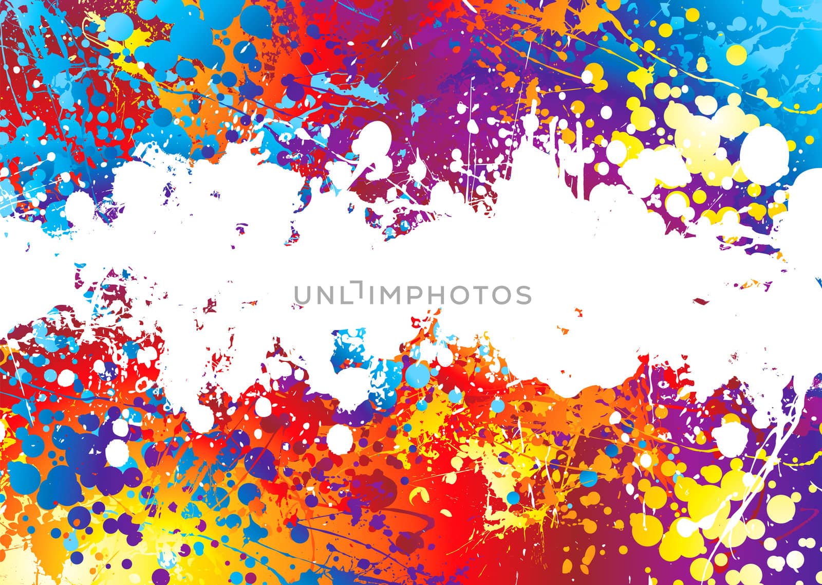 Rainbow coloured abstract background with a white band