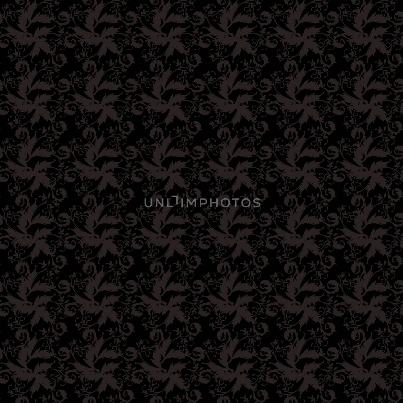 Black and gray floral seamless illustrated designed background
