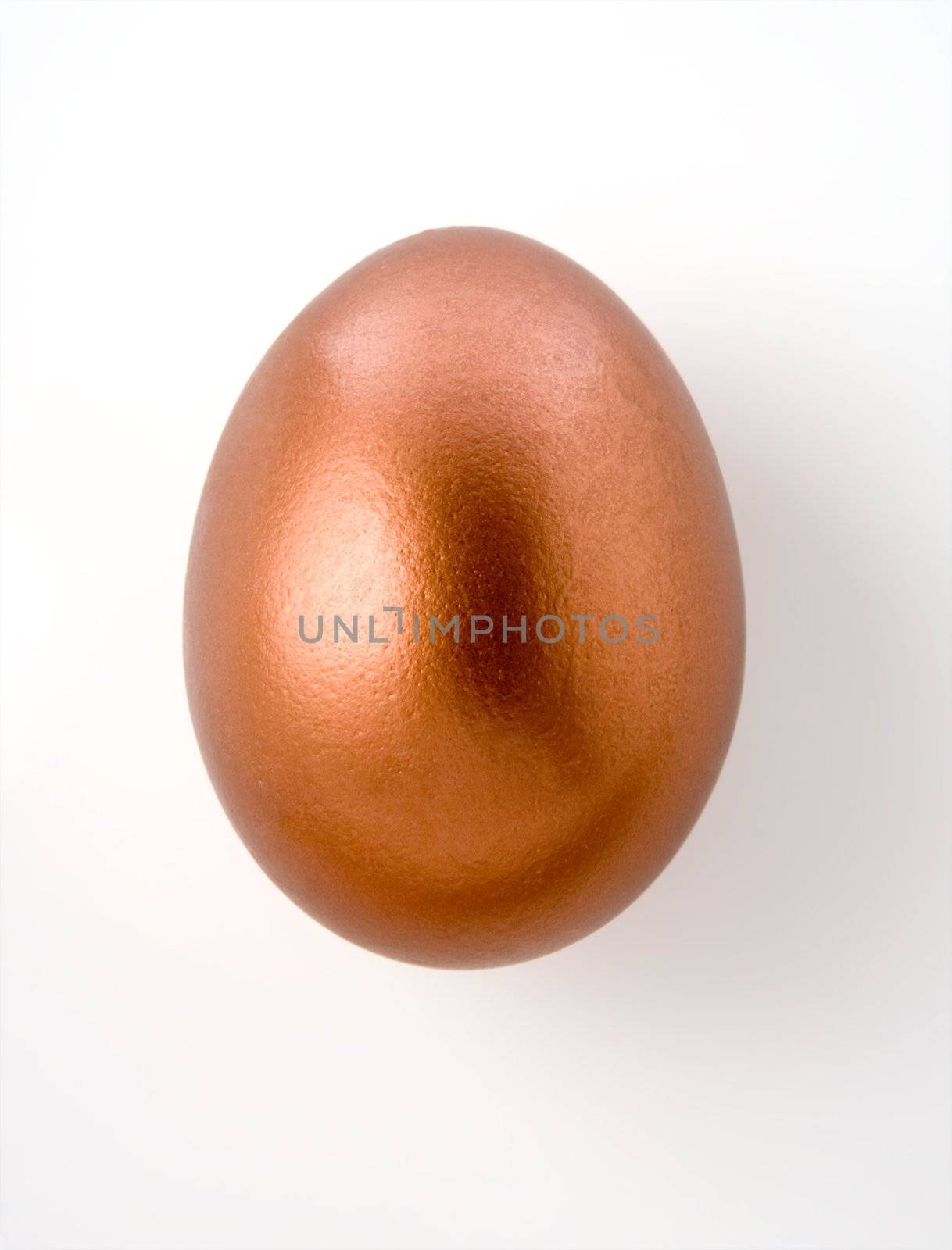 Easter gold egg close up on a white background

