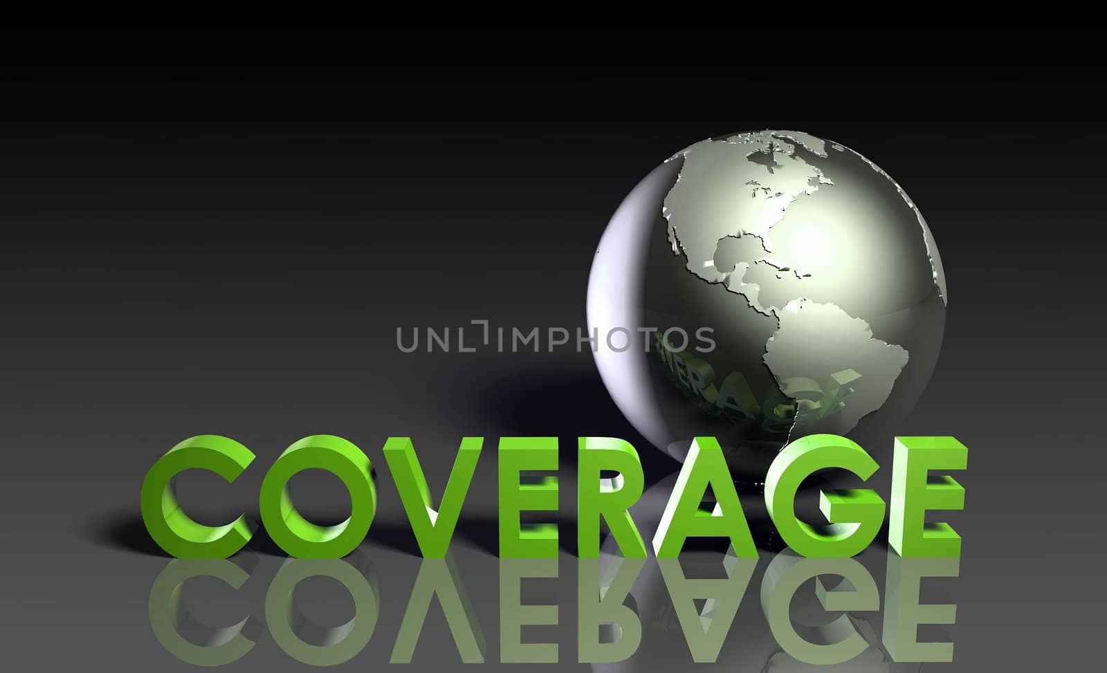Global Coverage Service System Worldwide in 3d