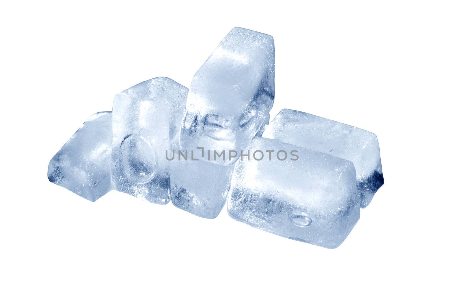 Few ice cubes isolated on white background with clipping path