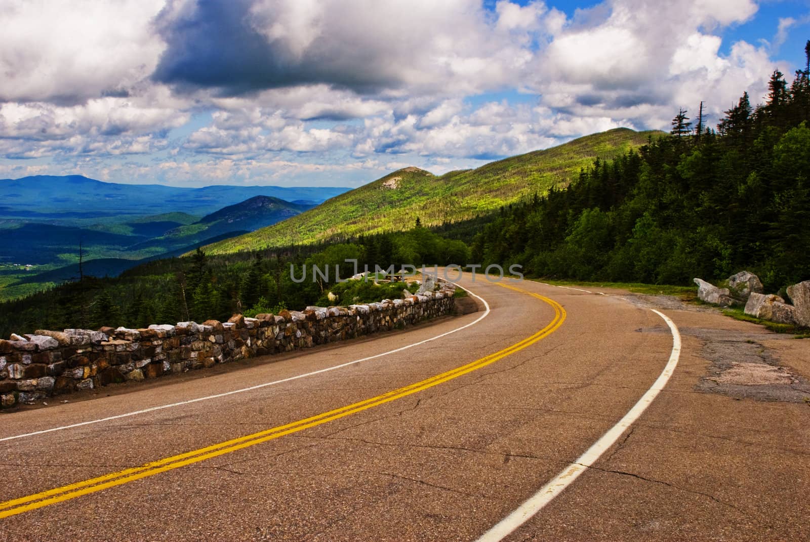 A road leading up to Whiteface Mountain in the Adirondack State Park.