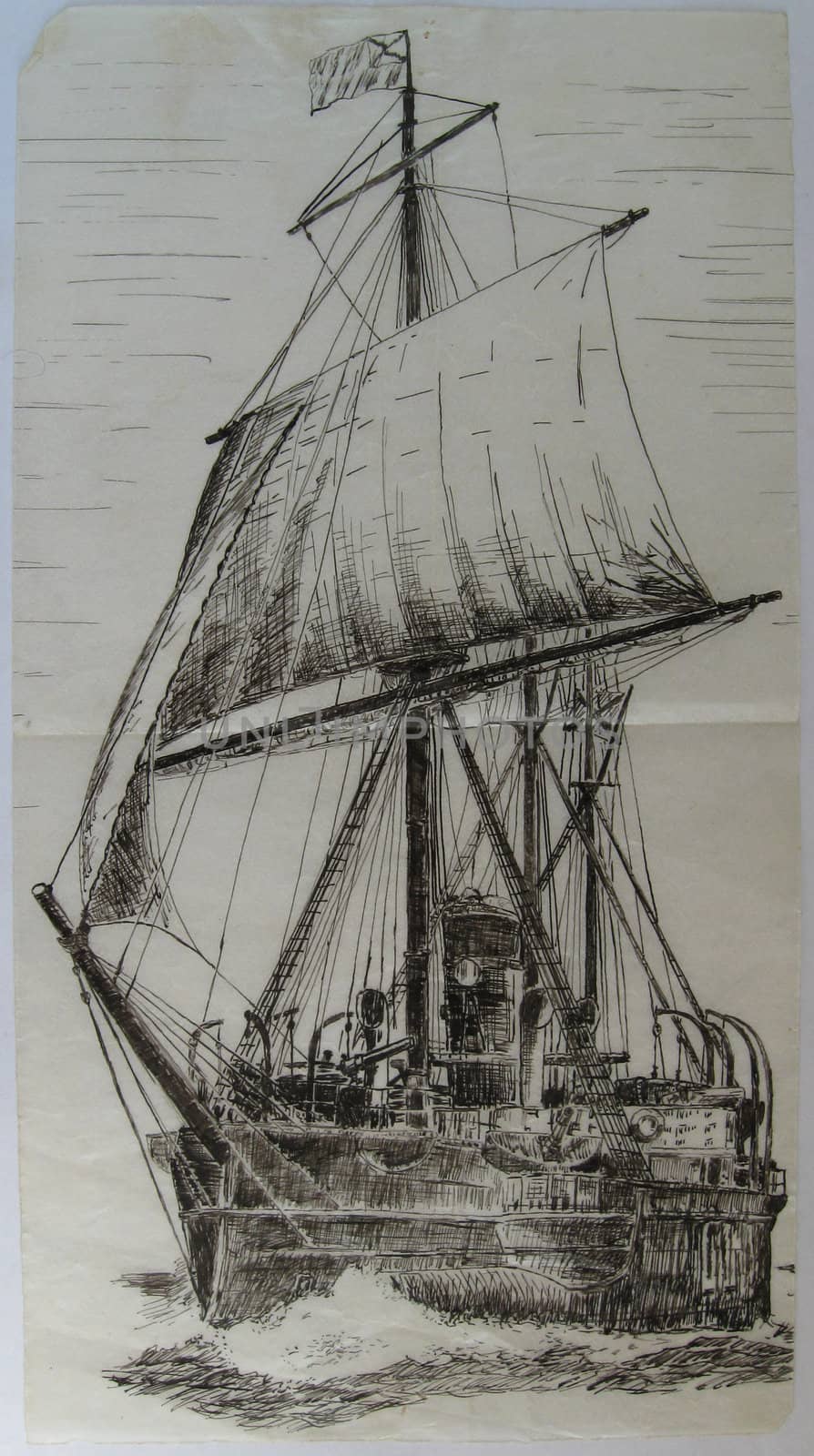 Drawing of a sea vessel. by dmitrubars