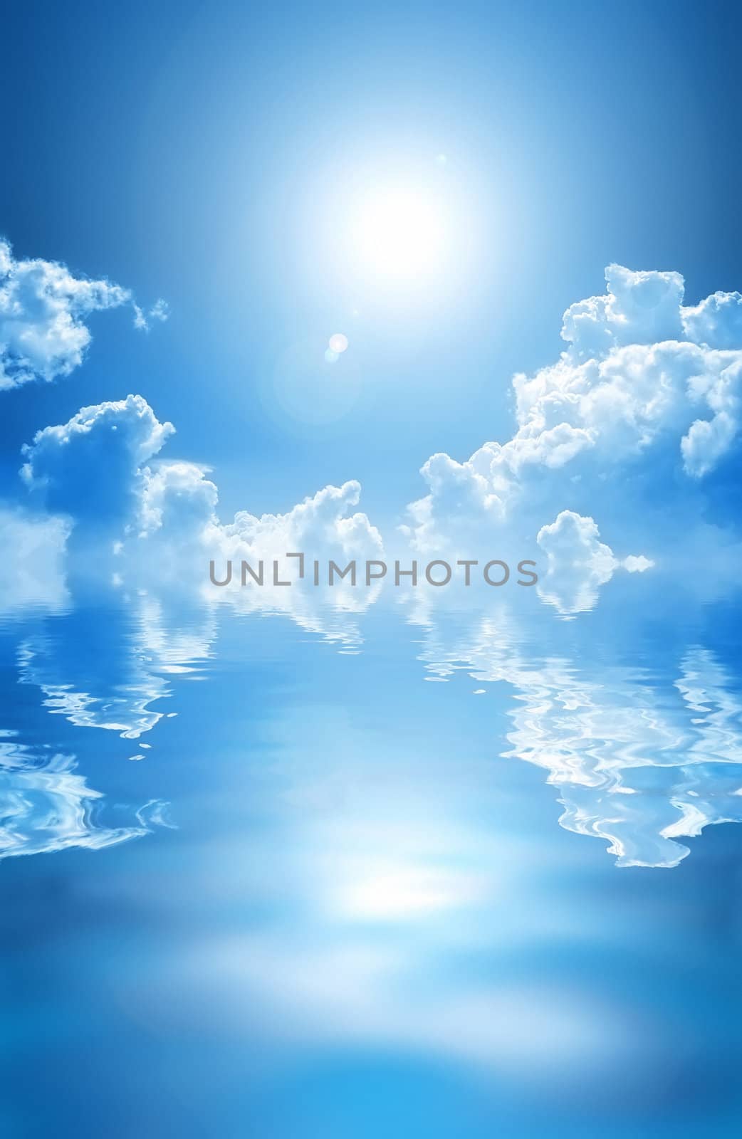 An image of a beautiful blue sky ocean background