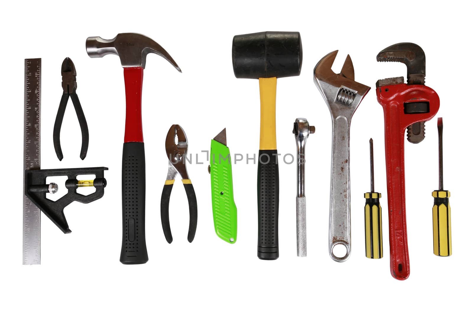 Assortment of many different tools isolated on white