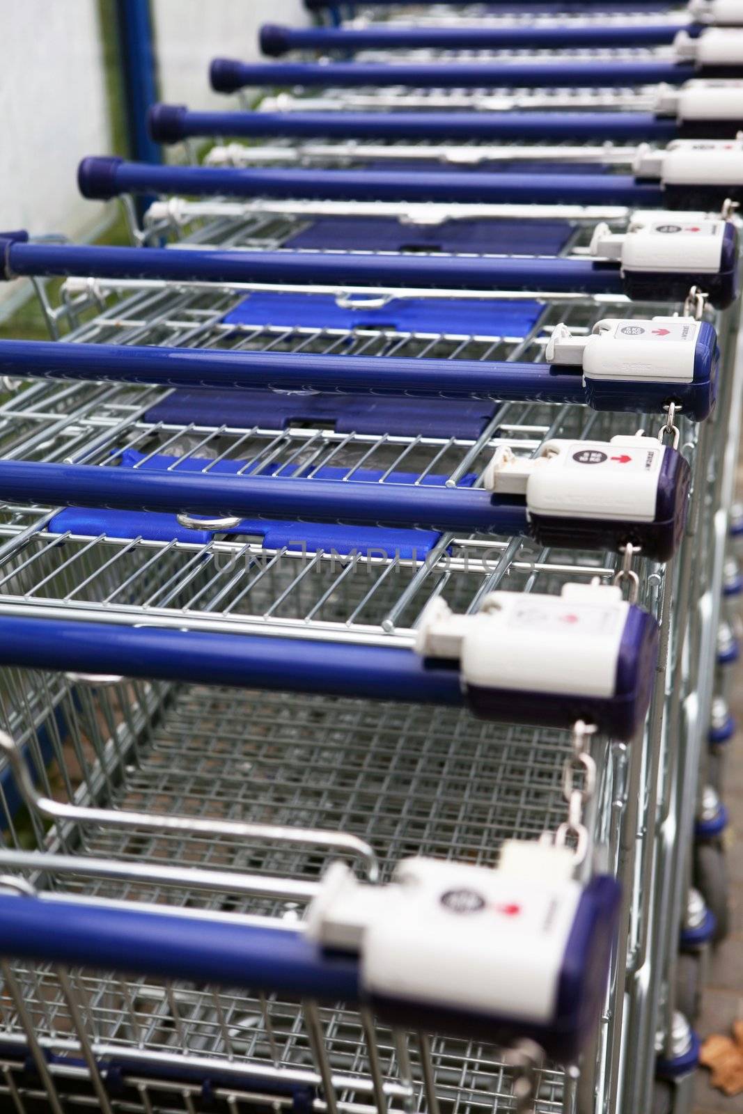 Detail of row of the shopping baskets