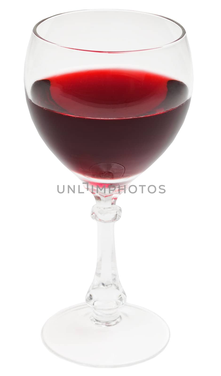 Glass filled by red wine isolated on a white background