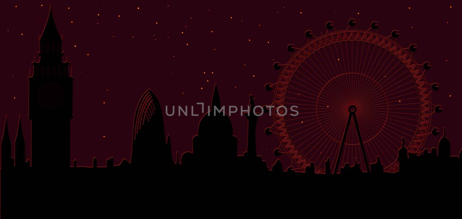 London skyline at night by Mibuch