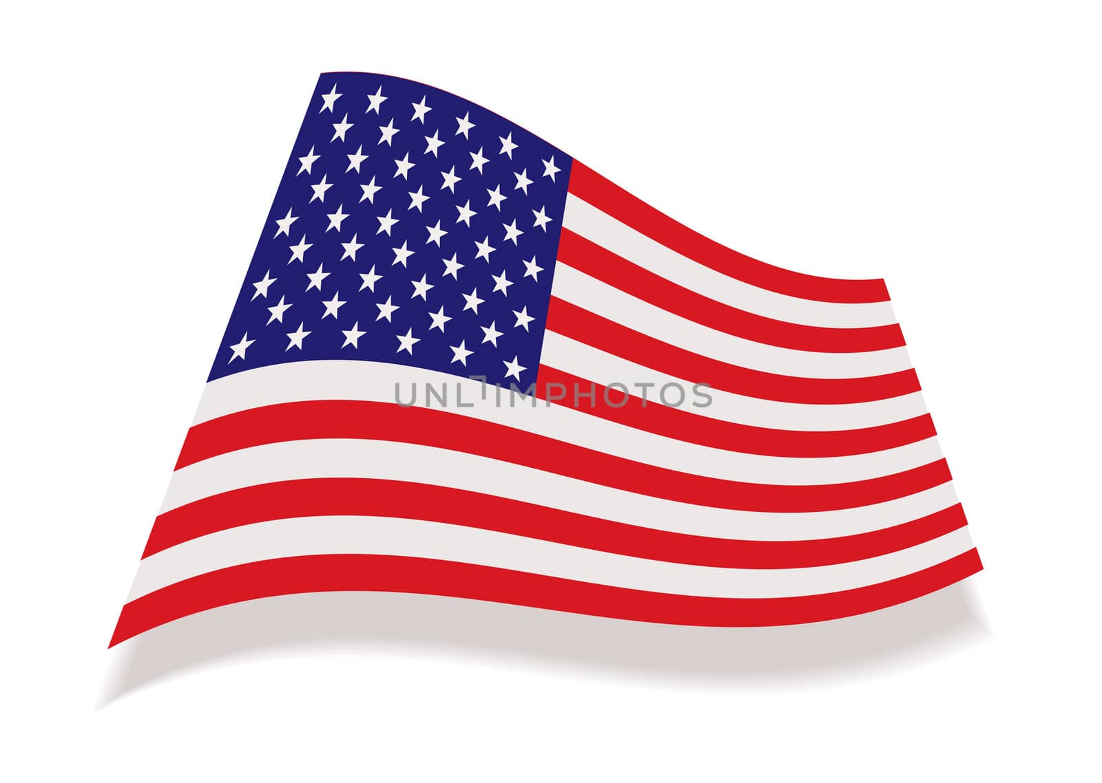 american flag icon with stars and stripes and drop shadow