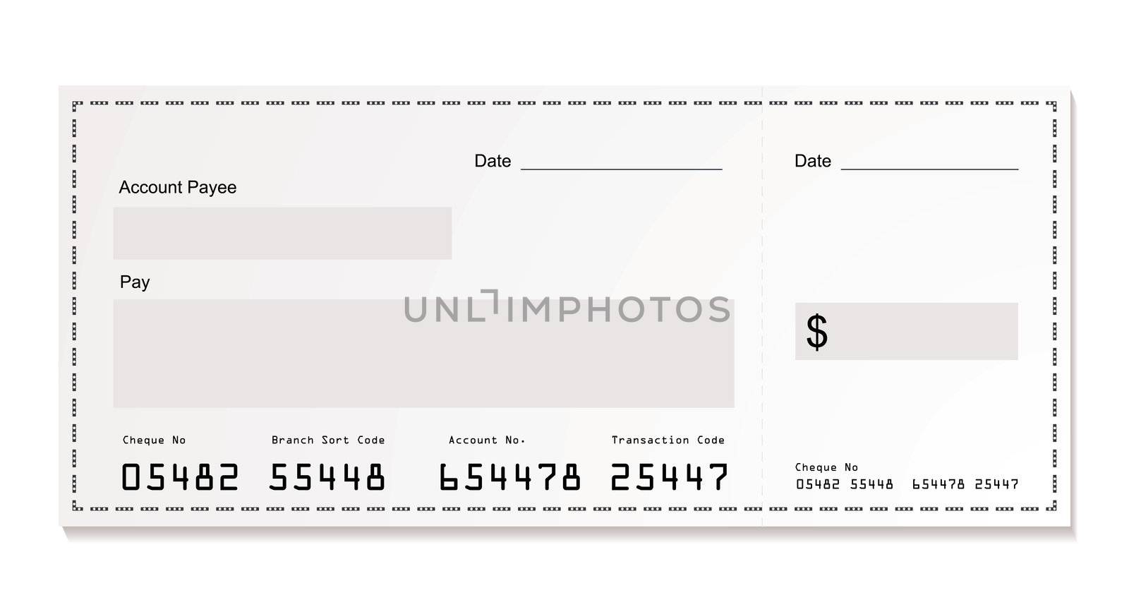 Simple illustration of dollar white cheque with space for your own text