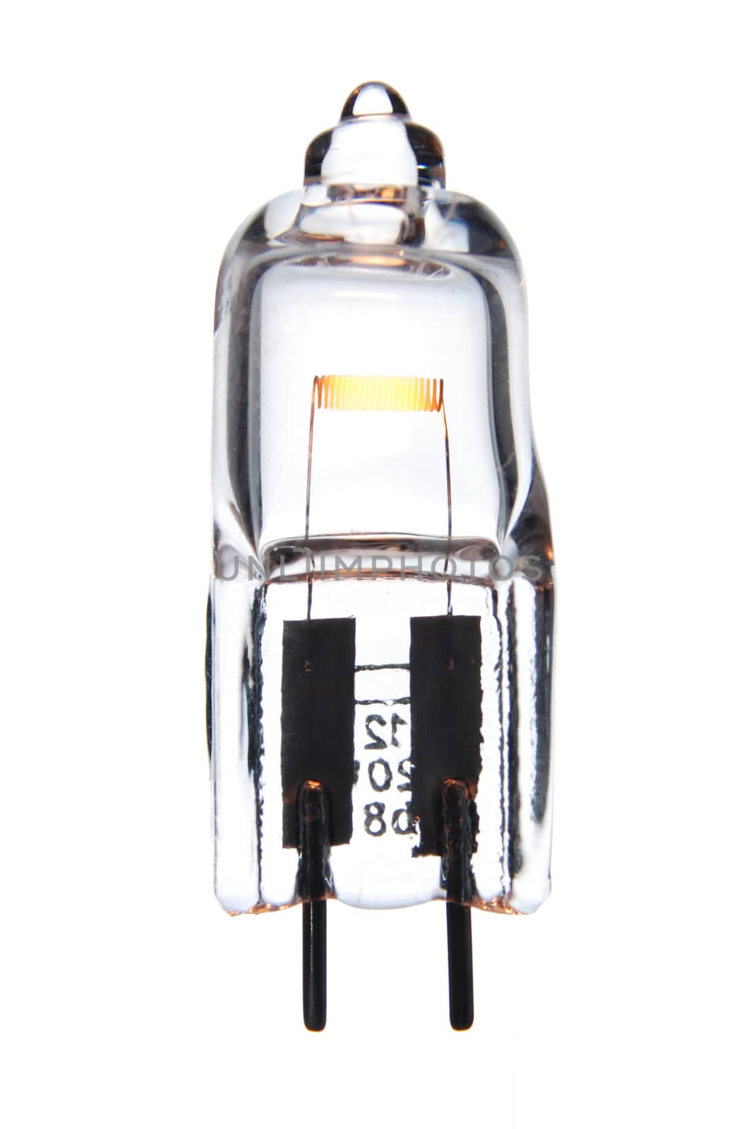 12 V halogen light bulb dimmed to 3 V.