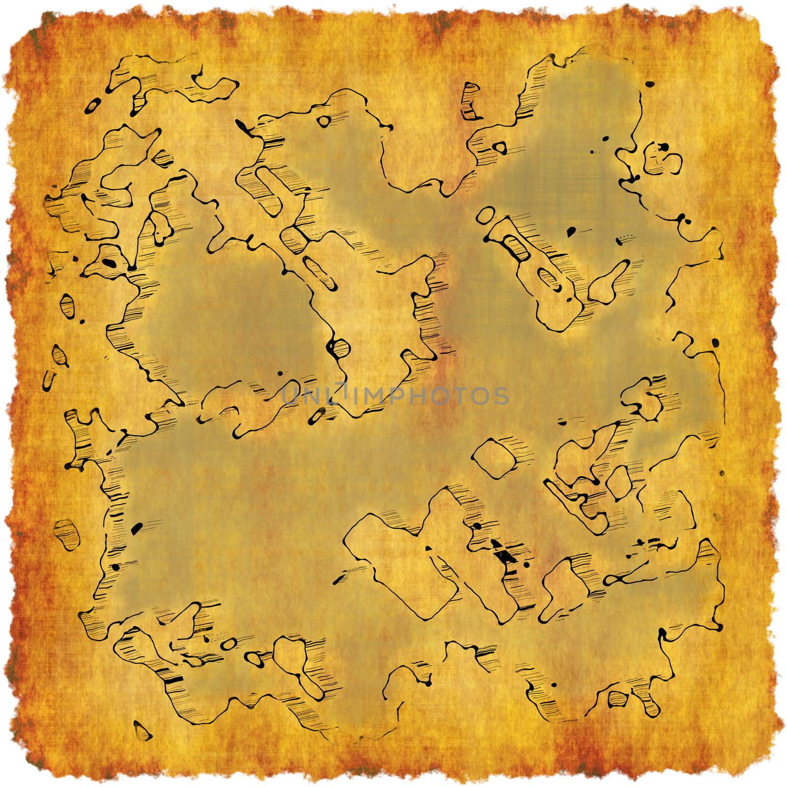 Cartography Cartoon Map on a Adventure Scroll 