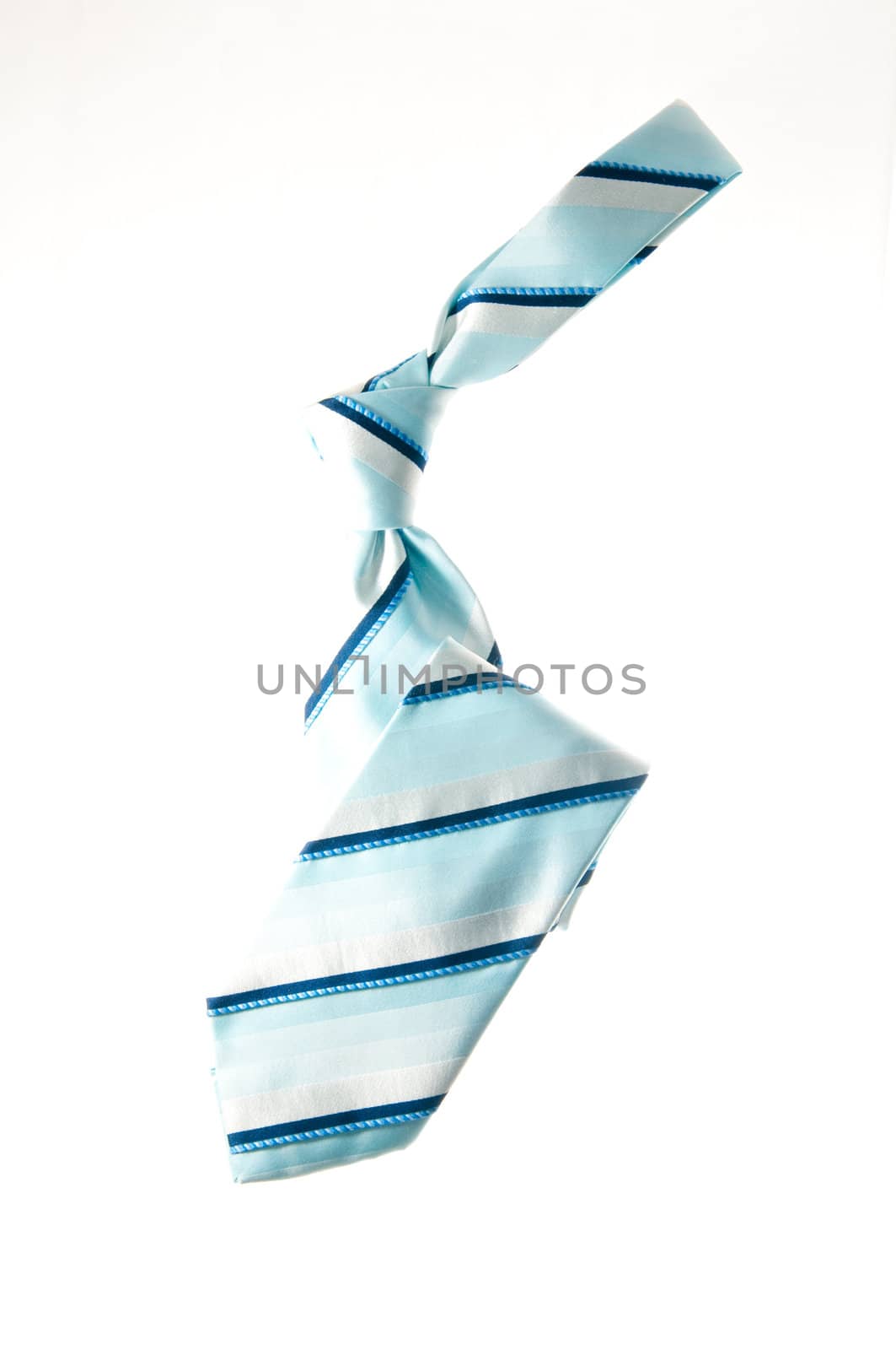 Silk blue necktie isolated over white background