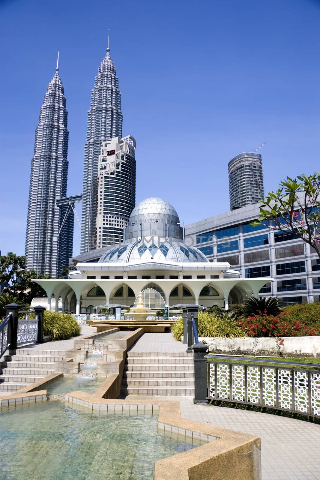 A modern designed mosque located at the Kuala Lumpur City Centre, Malaysia.