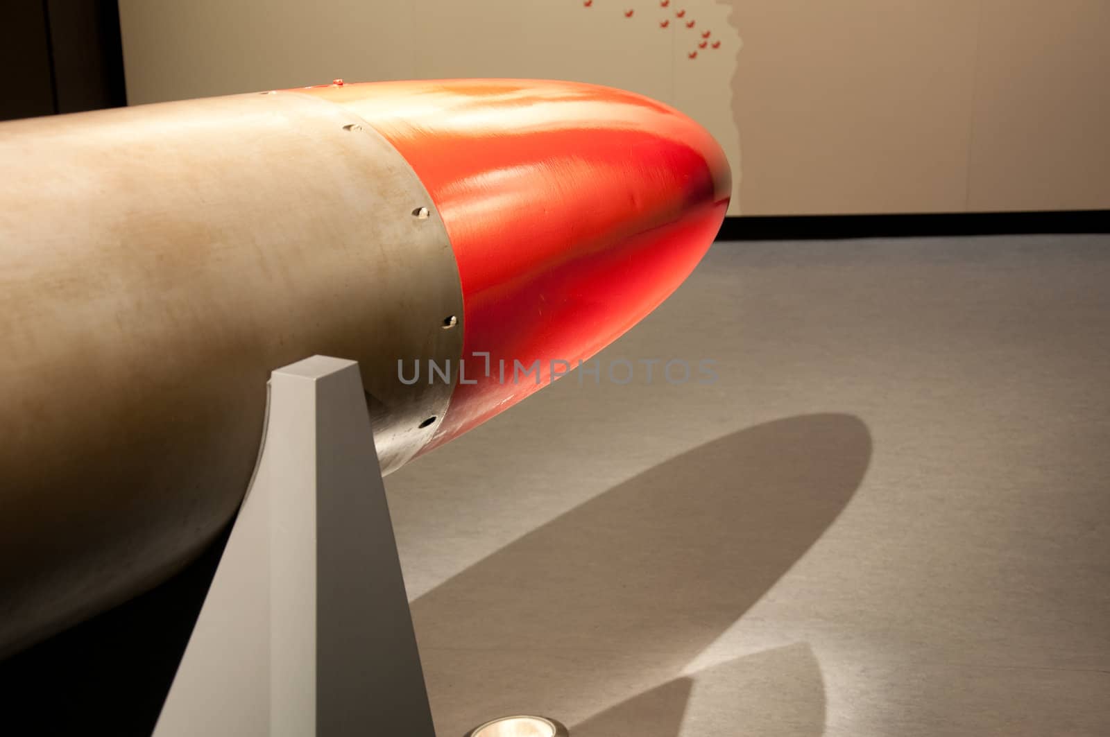 World war red bomb on display in studio