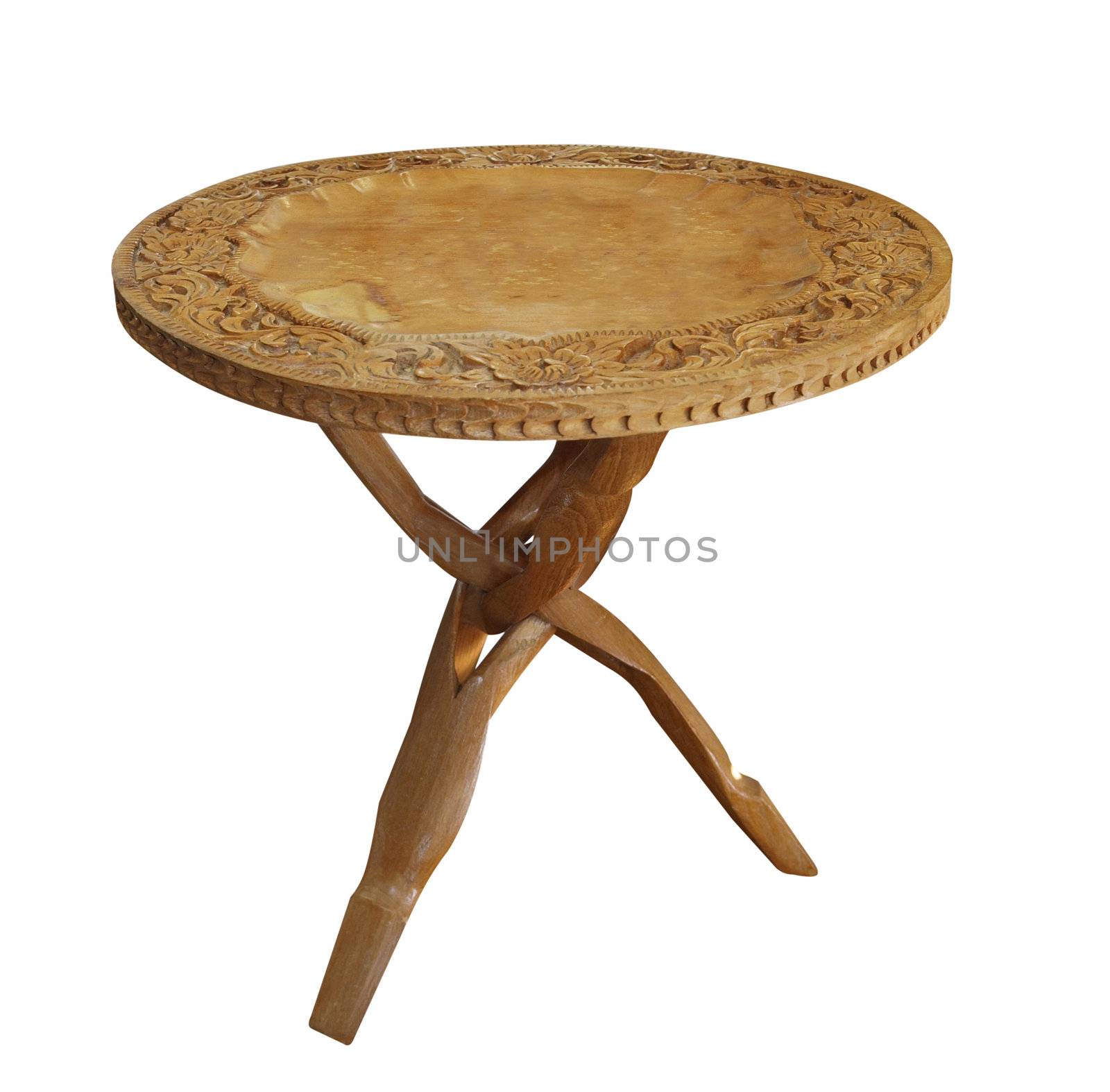 Antique Wooden Table isolated with clipping path