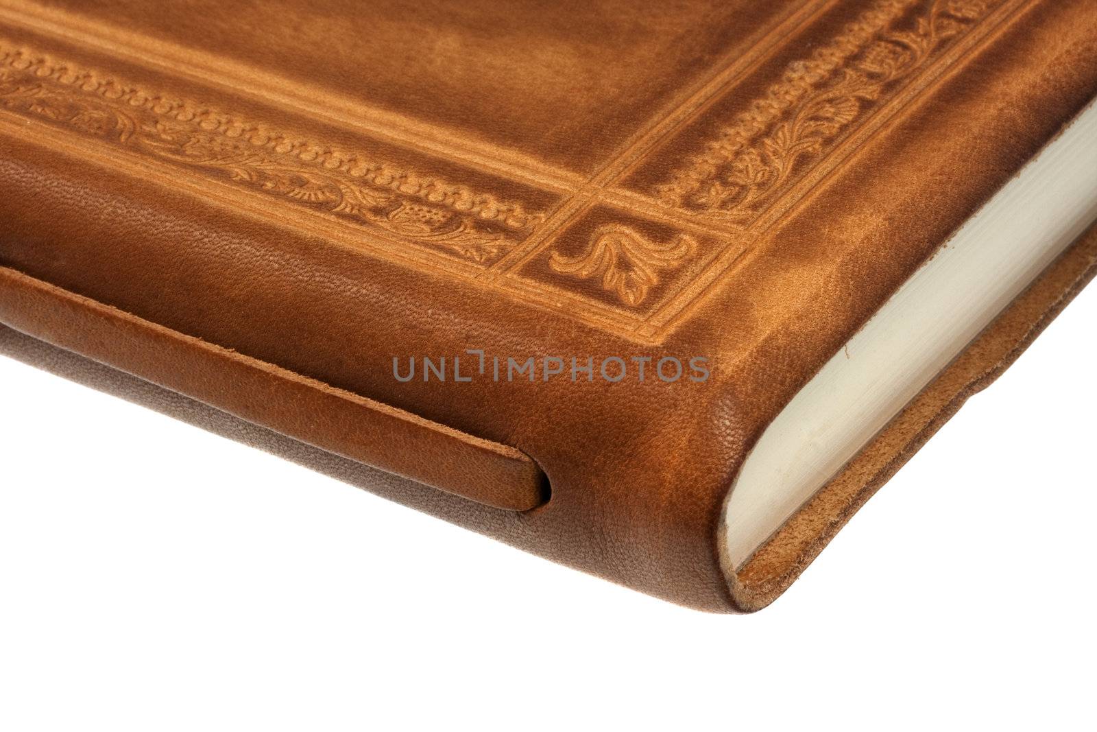 corner of book in leather by PixelsAway