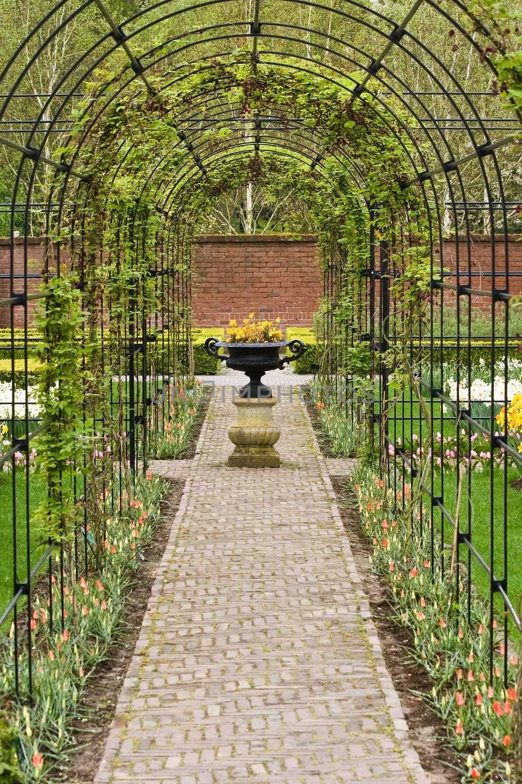 Pergola in the park in early spring