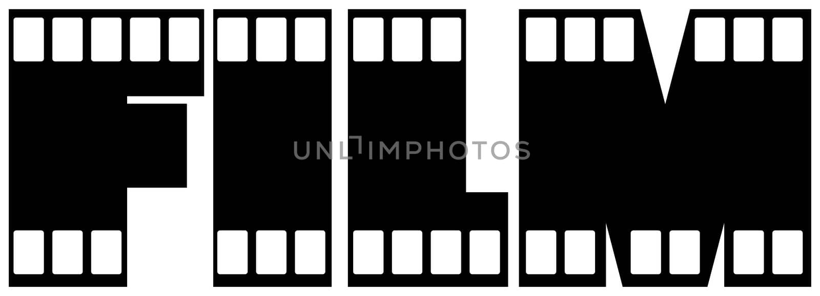 the word film with holes like a filmstrip - illustration