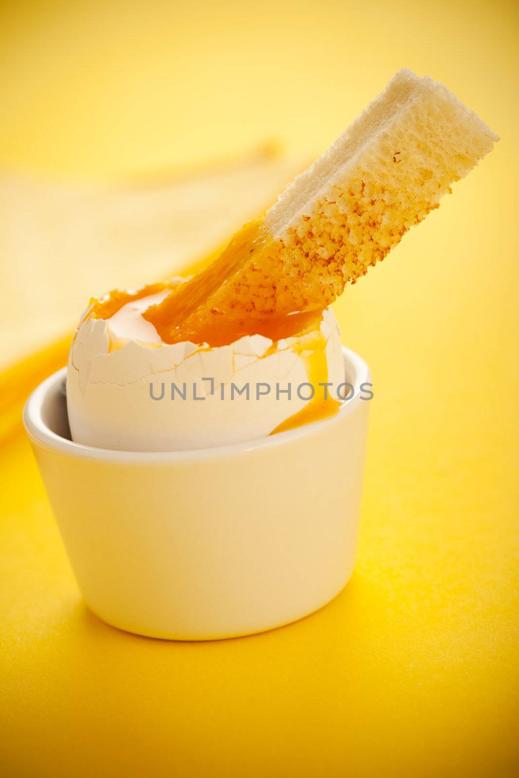 Three minutes egg with bread stick