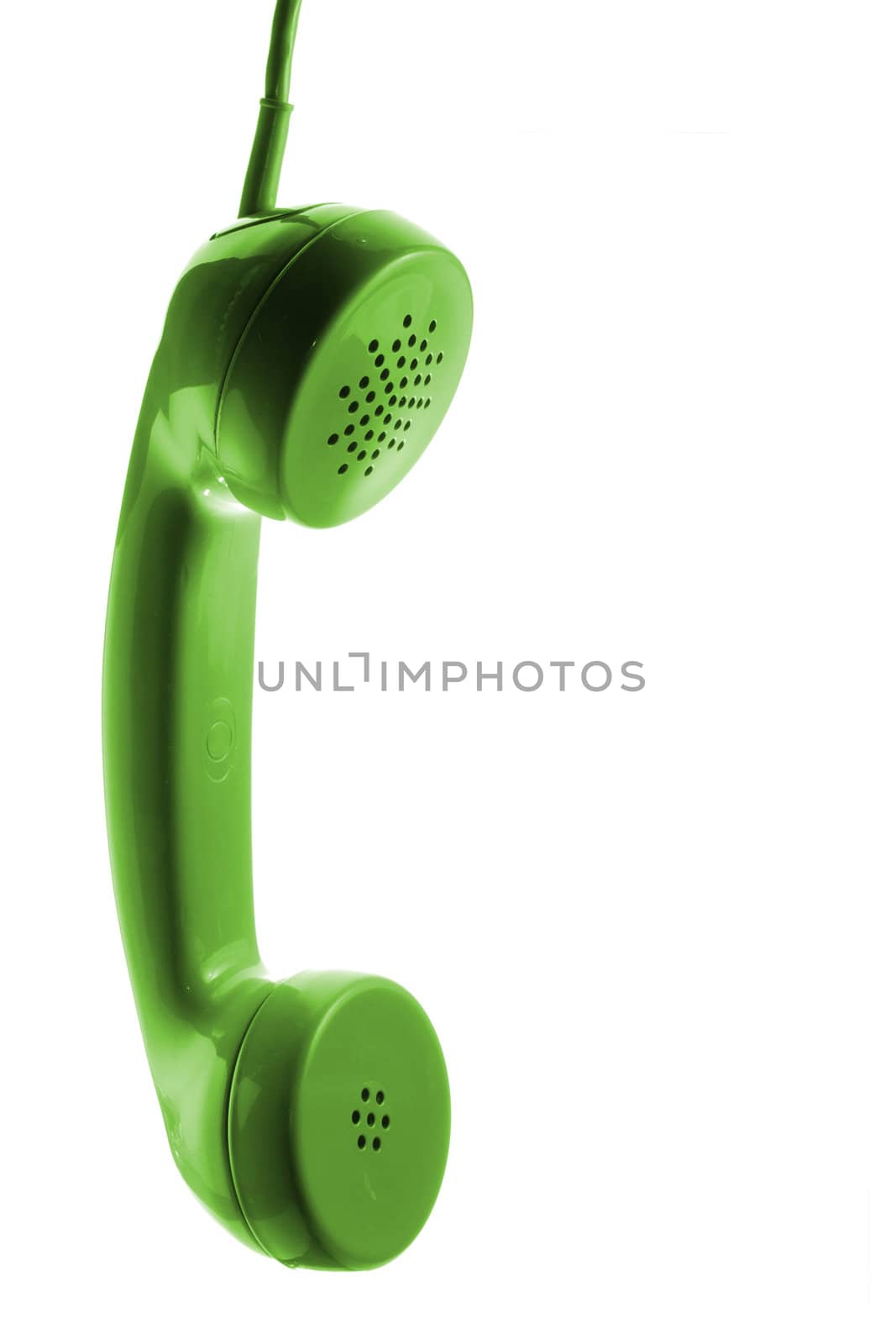 Green telephone isolated on white