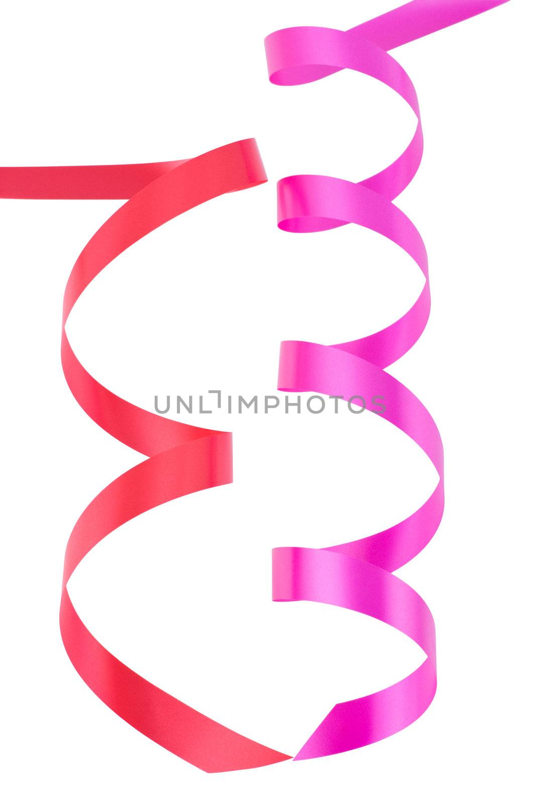 Holiday ribbons for valentine isolated over white with clipping path