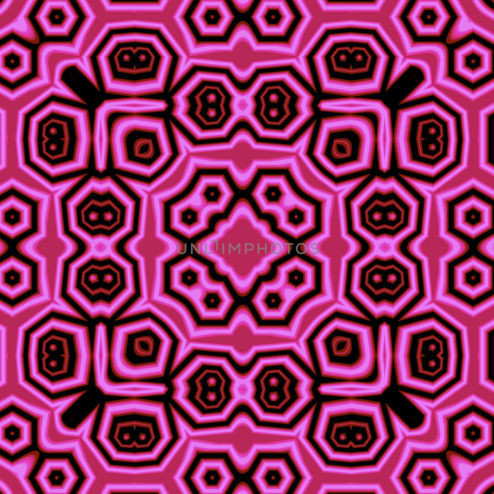 An abstract illustration of a tile pattern done in red and pink.