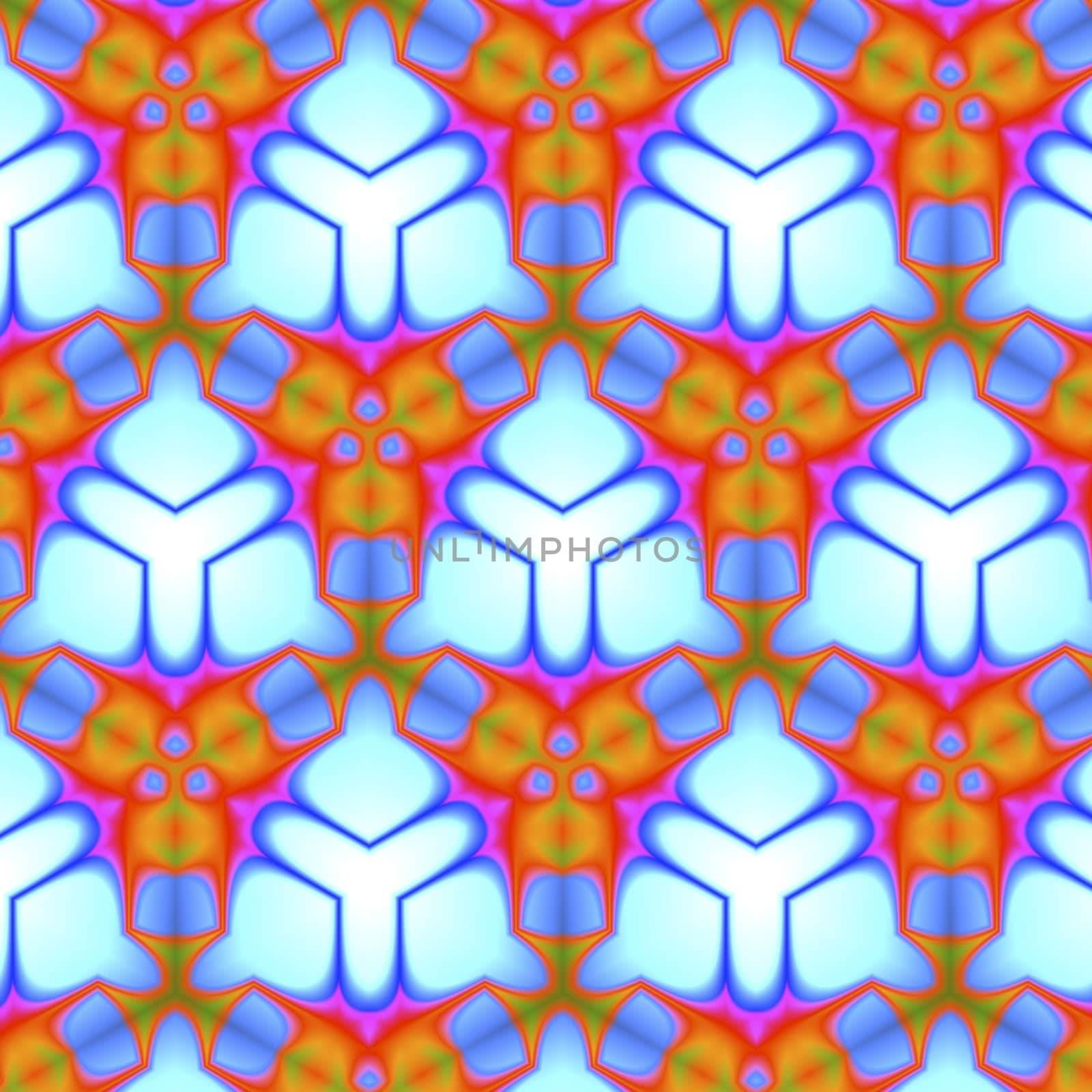 Blue and Orange Triangular Tile Pattern by patballard